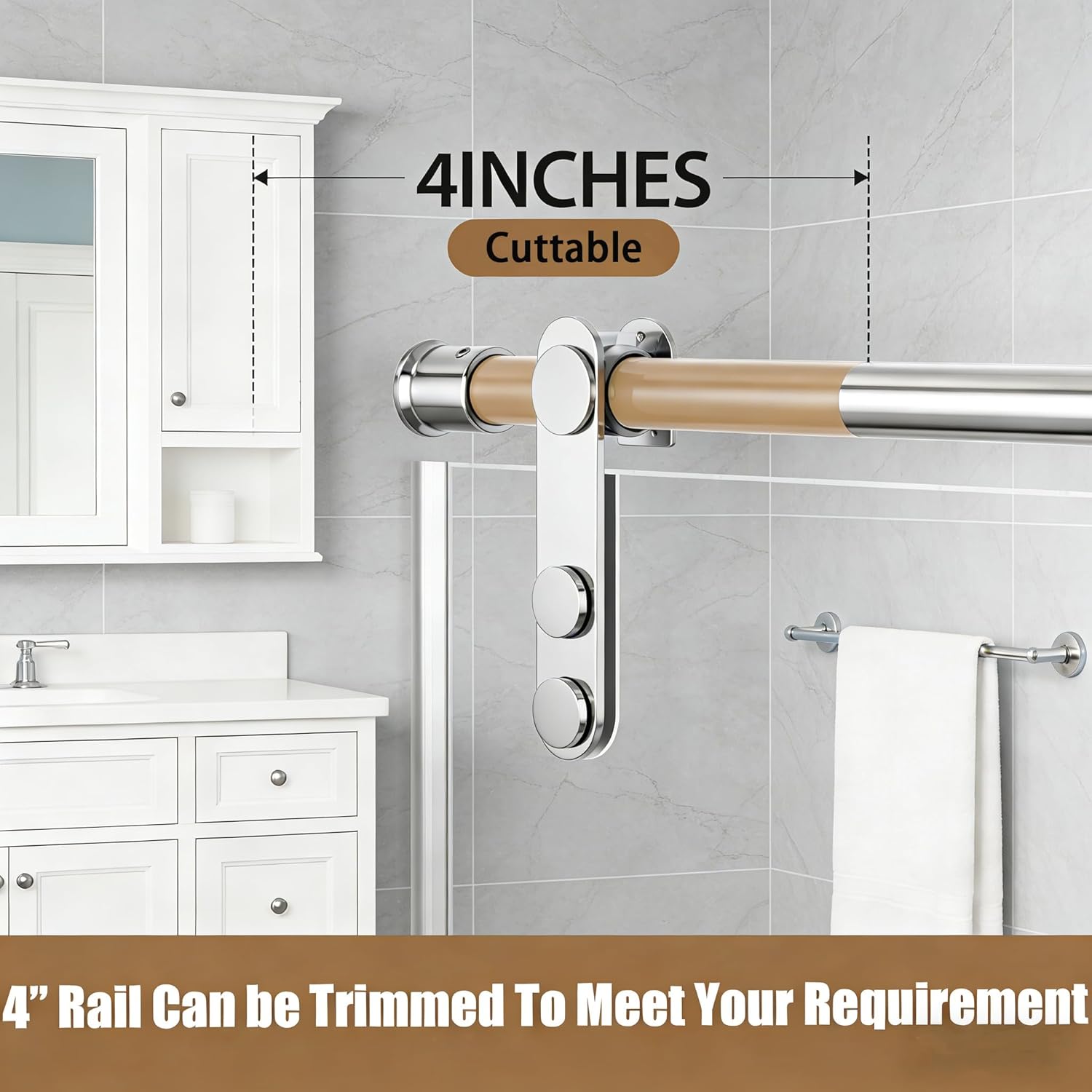 Frameless Shower Door, 56-60" W x 75" H 5/16" 8mm Glass Sliding Shower Doors with Explosion-Proof Film, Shower Doors for Walk in Shower with Tempered Glass Stainless Steel Hardware, Brushed Nickel