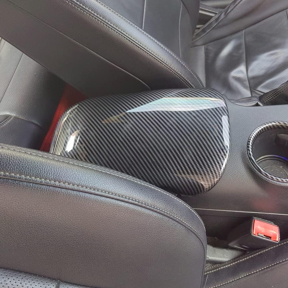 AOKIO Center Console Armrest Storage Box Cover Trim Compatible with 2015 2016 2017 2018 2019 2020 2021 2022 2023 2024 Ford Mustang Accessories (Carbon Style)