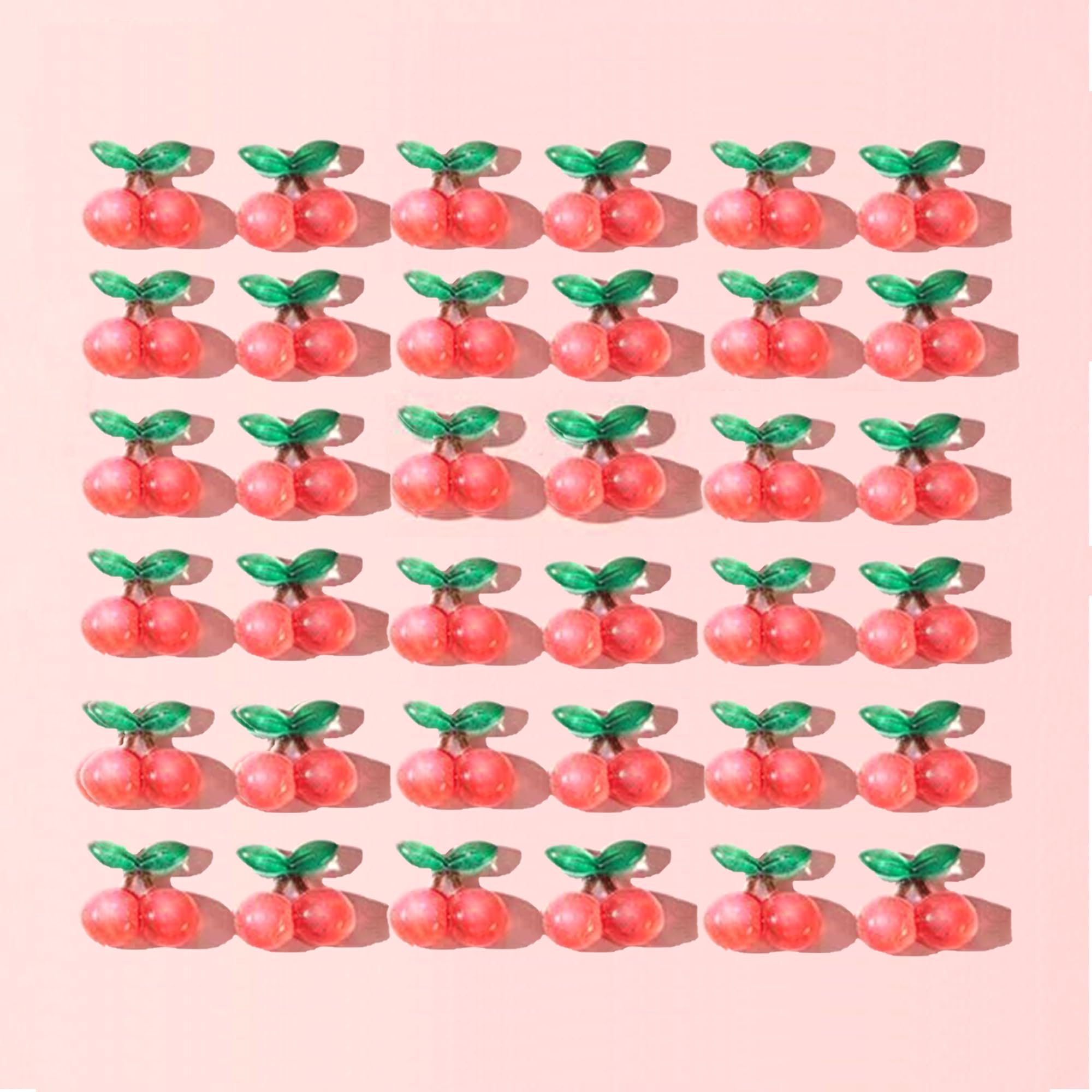 QZRUO 3D Cherry Nail Charms, 40Pcs Red Cute Mini Resin Fruit Decorations for Summer & Spring Nail Art Accessories