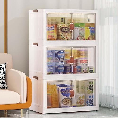 Paquete de 3 contenedores de almacenamiento plegables de 11.5 galones con tapa, organizadores de armario y almacenamiento, contenedores de