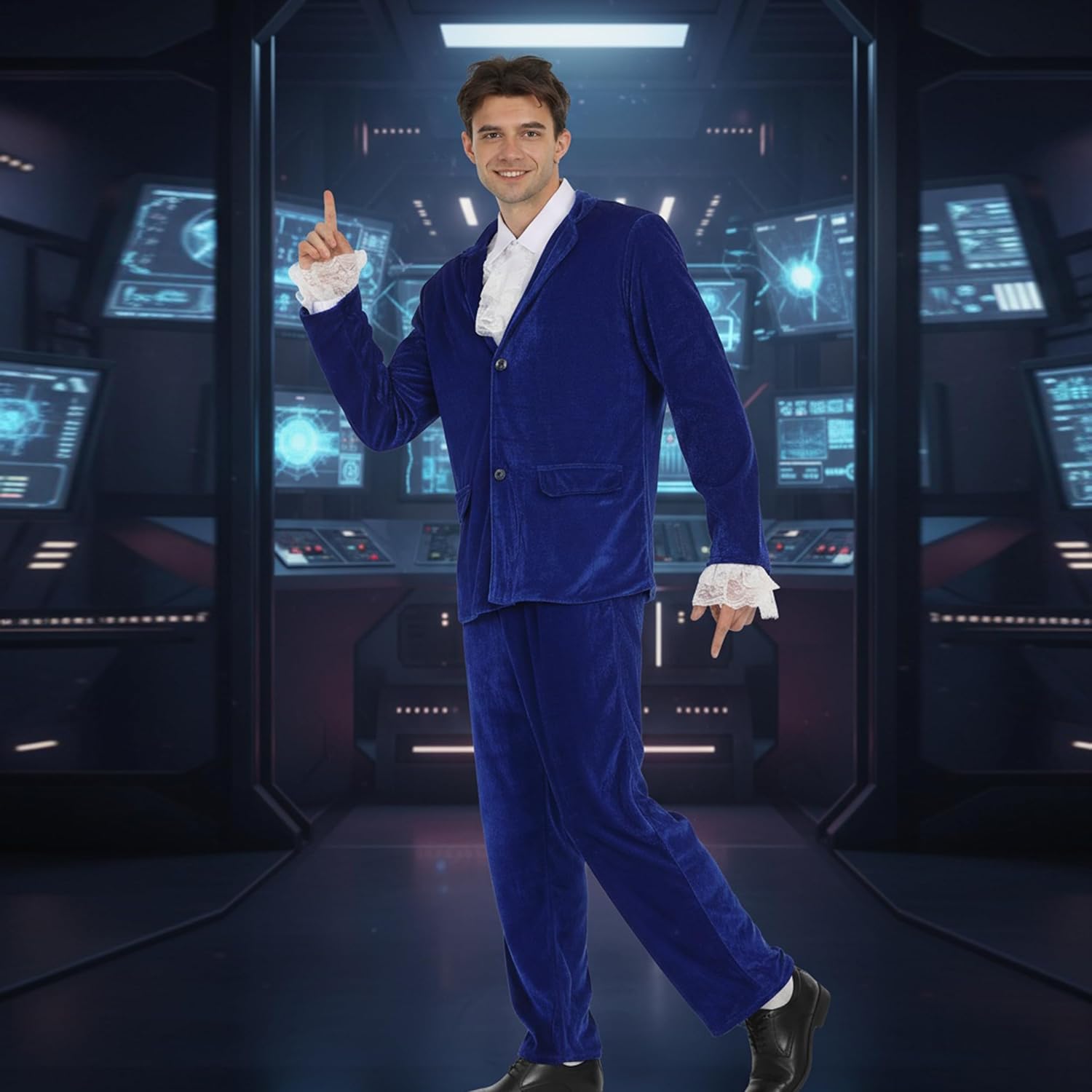 Blue 60s Costume Groovy Costumes Swinge rFor Men 1960s Movie Halloween Costumes - Image 5