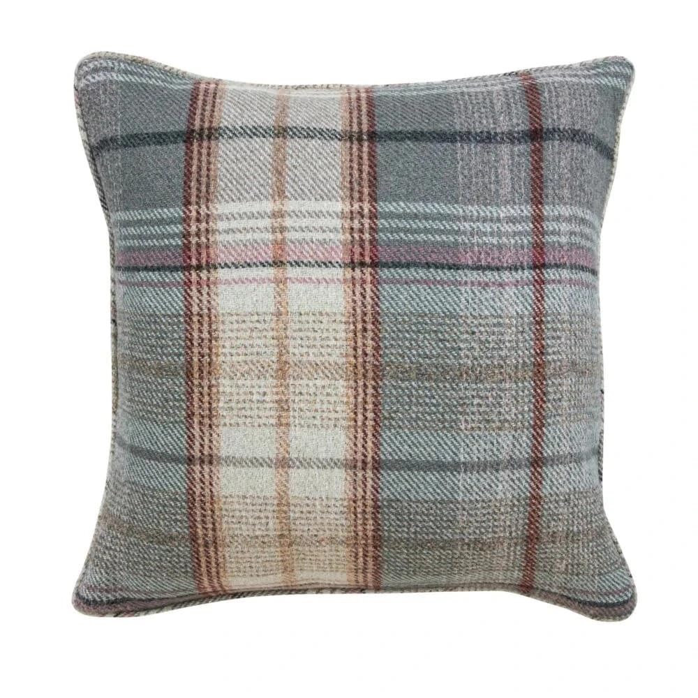 Maple Textiles Set of 2 Tartan Classic Check Plaid Brushed Wool Feel Cushion Covers, |Pillowcases Throw Decorative 17'' x 17'' (43 x 43 cm) For Sofa Chair Bed Car (Pink)