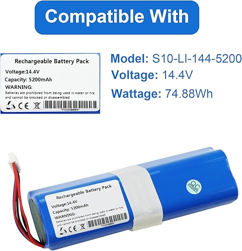 Miniatura 2 de MULS Batería de vacío de 5200 mAh para Yeedi 2 Hybrid Ecovacs Deebot T8 T8 T9 T9+ Deebot Ozmo 950 T10 T9, DX93, DX96 X1 X1 Omni X1 Turbo X1 Plus