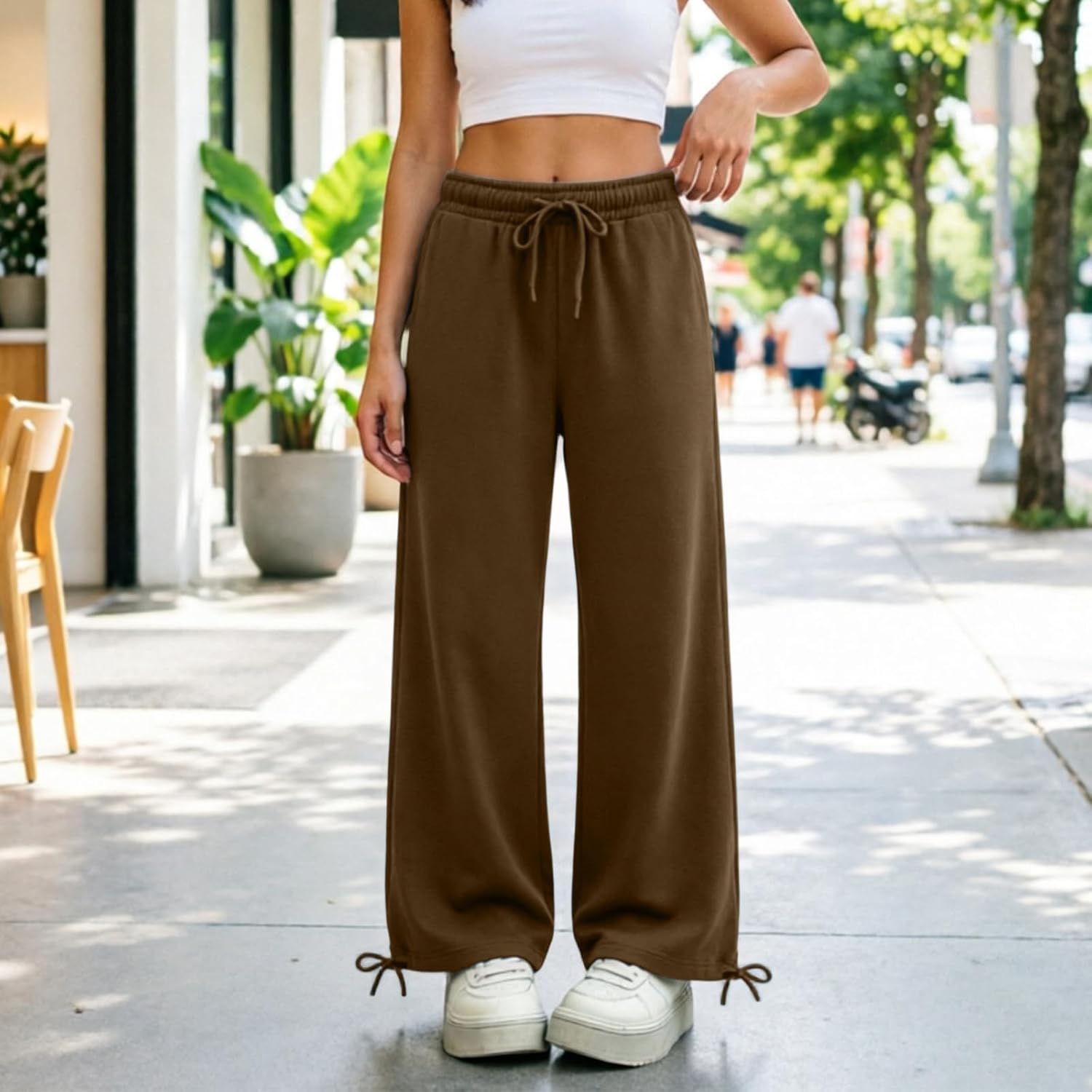 Women's High Waist Wide Leg Lounge Pants with Pockets