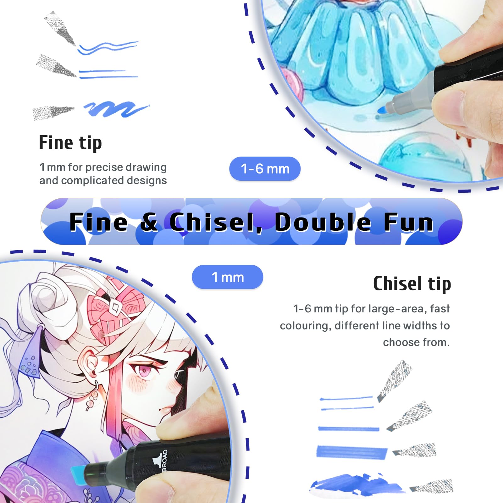 Set di 204 pennarelli Alocohol a doppia punta per artisti da disegno, penne per bambini e adulti, graffiti, anime, illustrazioni, pittura, scarabocchi con borsa