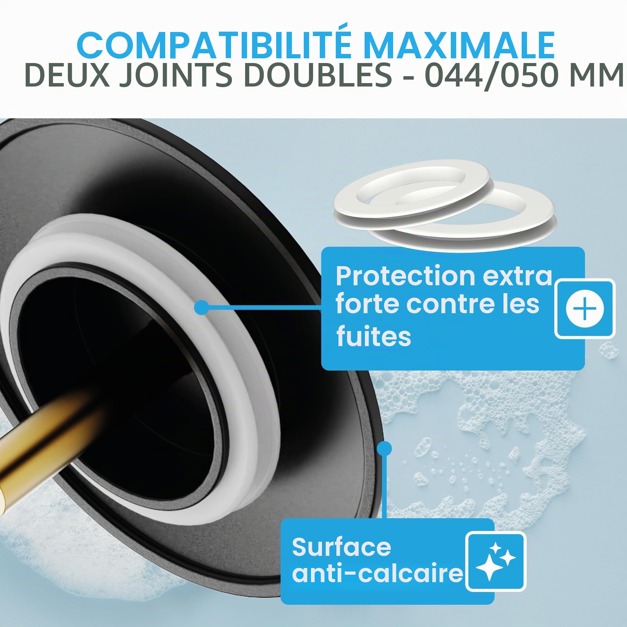 Bächlein Bouchon de Baignoire Universel - Bouchon d'Évacuation Noir Mat en Laiton Massif avec Joint de Rechange, Parfaitement Adapté pour Toute Baignoire avec Trou dans l'Écoulement > 8mm