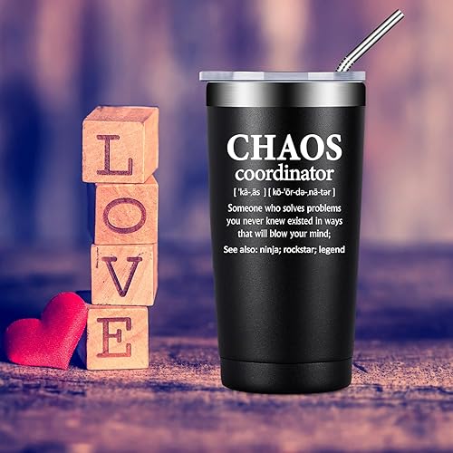 Miniatura 5 de Fufandi Vaso de Coordinador del Caos, regalos de agradecimiento para compañeros de trabajo, enfermera, profesor, jefe, empleado, él, papá,