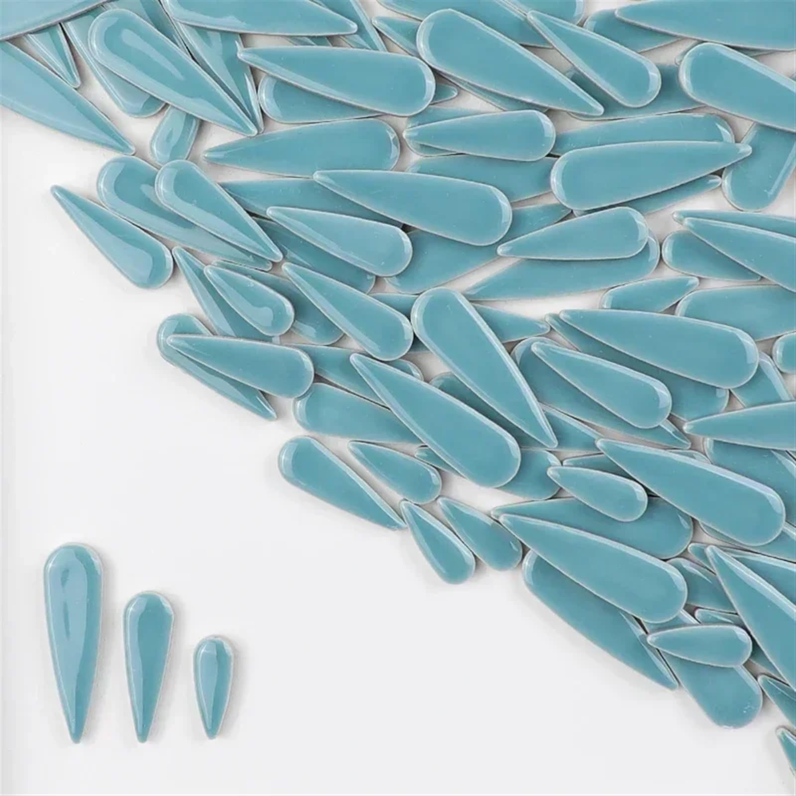 Wbtajzhy Blue2 Ceramic Porcelain Mosaic Tiles 100G 3.5Oz Diy Raindrops Shape Size Mix Multicolor(Blue2)