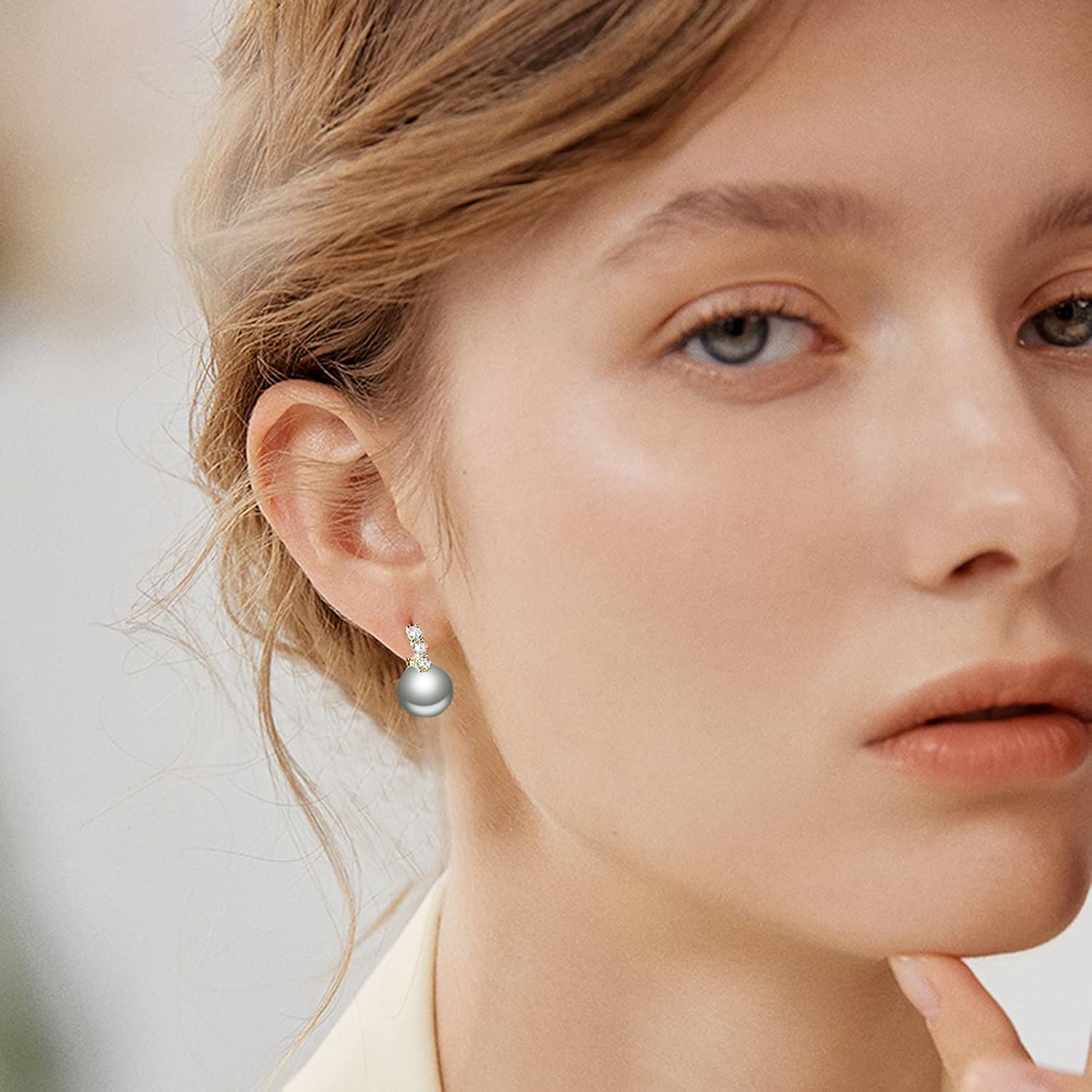 Pearl Earrings for Women 14K Gold Plated Hypoallergenic Pearl Earrings 5A Cubic Zirconia Dangle Earrings Elegant Jewelry - Image 5