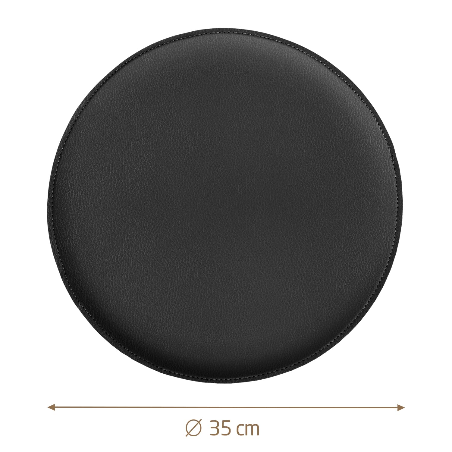 Miqio Design Sitzkissen | Wendekissen Rund aus Filz und Kunstleder | Stuhlkissen ø35 cm | 4er-Set | Sitzauflage für Bank und Stuhl | Hellgrau-Schwarz