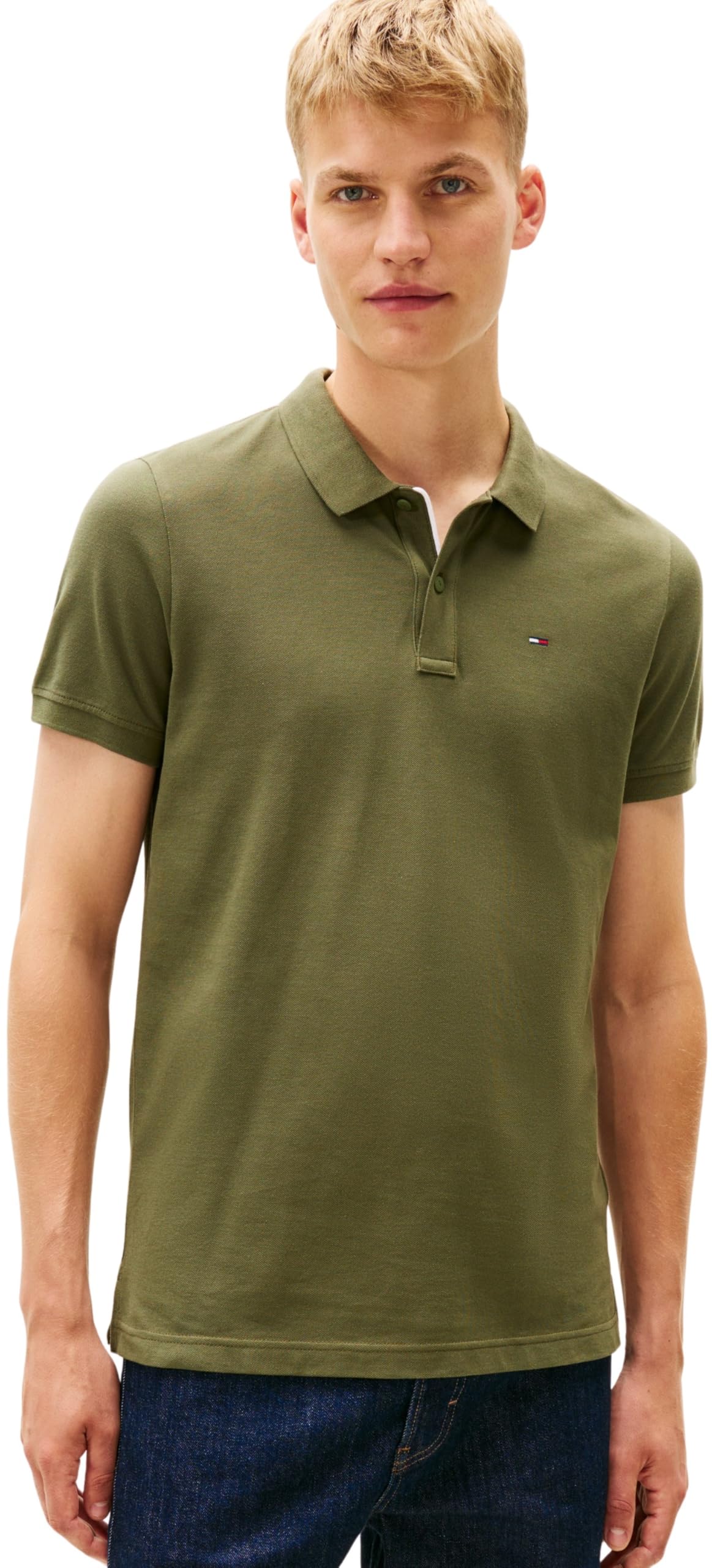 Tommy Jeans Men's TJM Slim Placket Polo EXT DM0DM20676 S/S Polo, Green (Dark Greenery), L