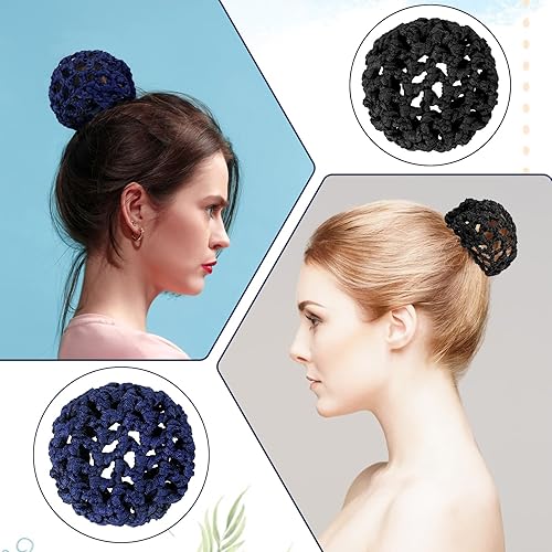 Miniatura 6 de Fundas para moños y redes para bailar ballet para niñas: malla de punto invisible con borde elástico, 3 estilos (8 piezas)