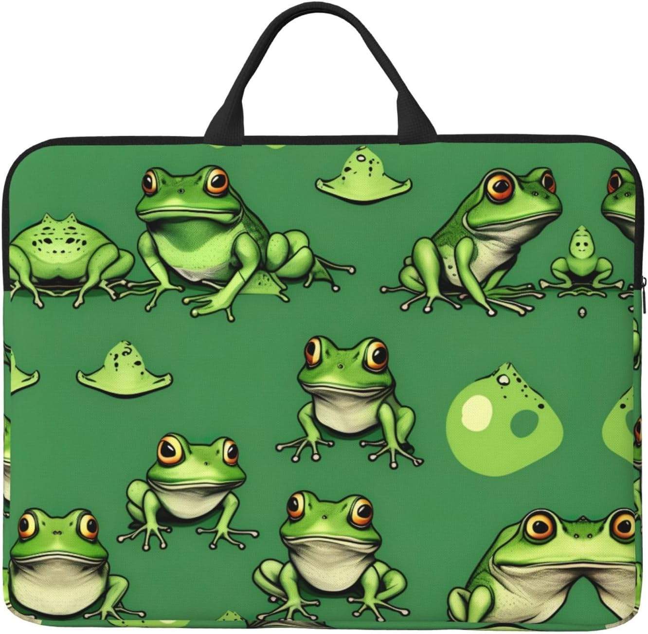 Funny Green Frogs Print Laptop Carrying Case, Laptop Sleeve Case, Computer Bag, Traveling Computer Cover For 14 Inch
