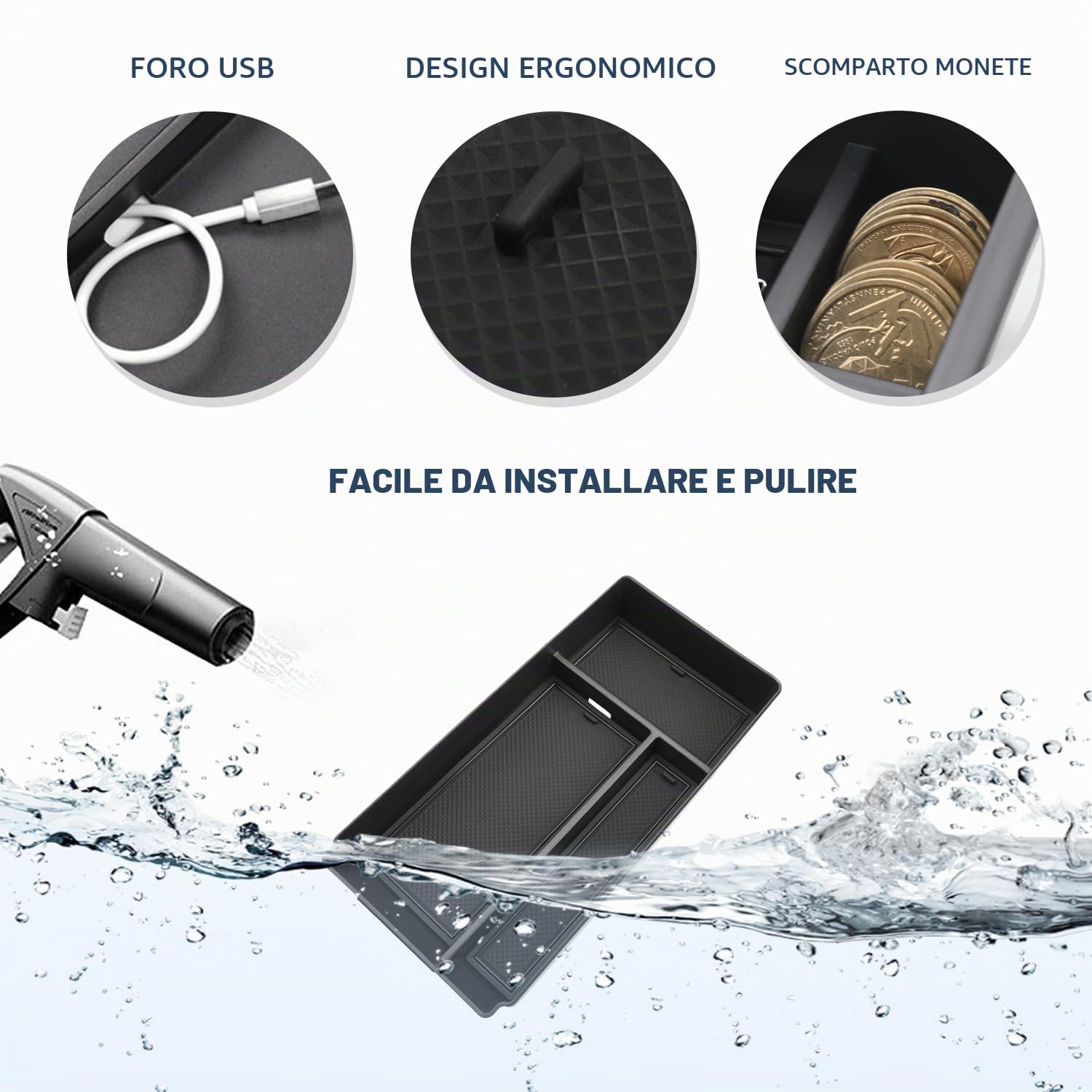 Ruiya per Mercedes-Benz Classe G G500 G350 W463 W464 2019-2025 2026 Console Centrale Portaoggetti, Organizer da Braccioli per Console Centrale Braccioli Contenitore Portaoggetti Classe G Accessori