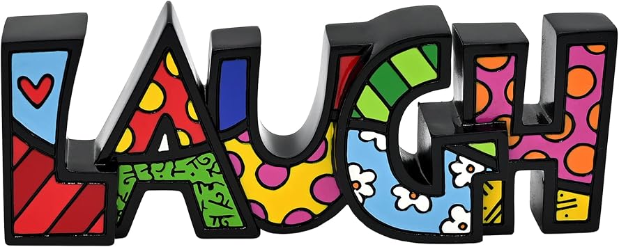 Britto Resin Word Figurine, Colorful Pop Art Letters, Collectible Artistic Tabletop Decor & Home Accent - Designed by Iconic Artist Romero Laugh Word