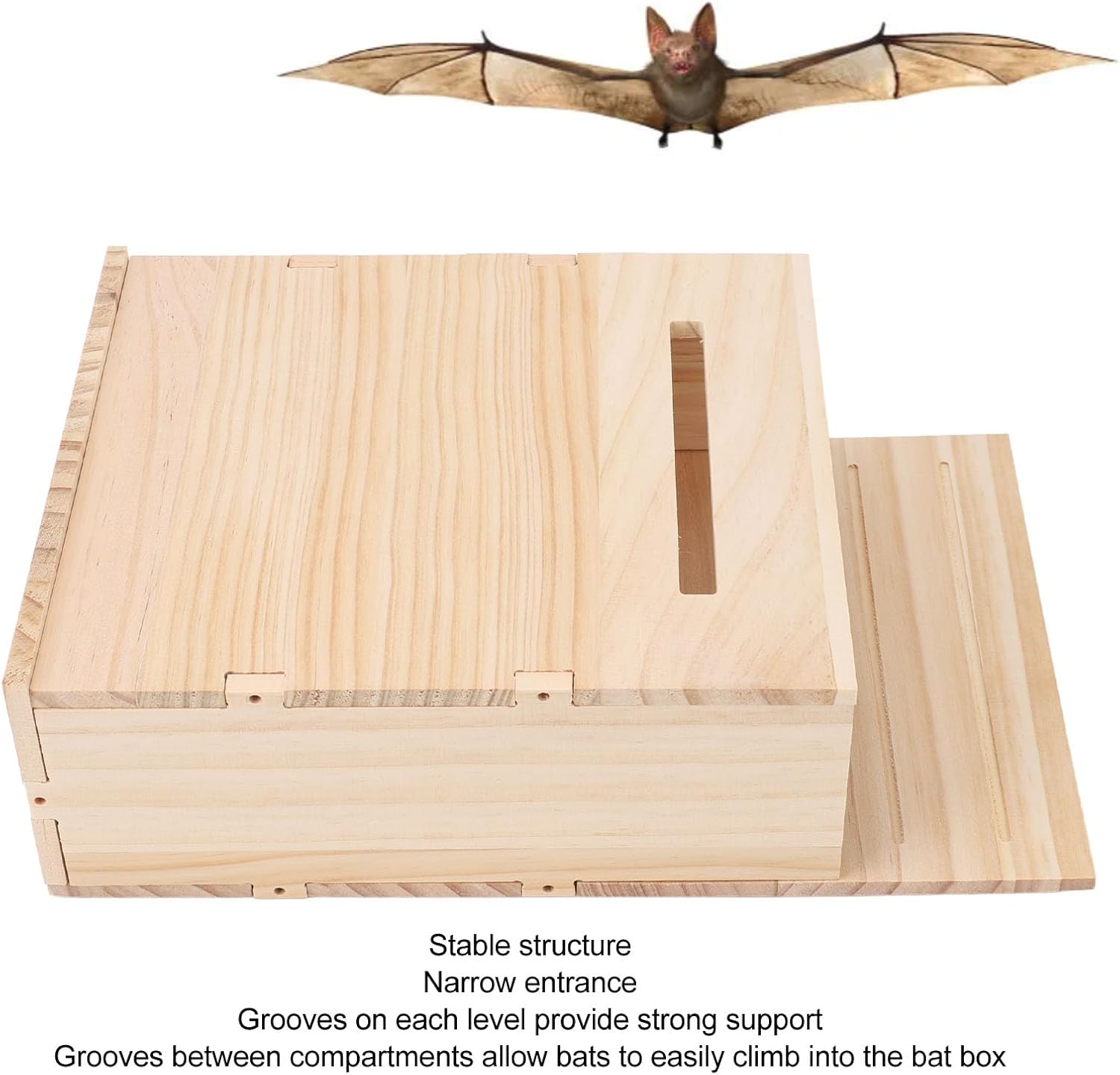 Bat House, Handcrafted Outside Bat Box, Handcrafted Single Chamber Wooden Bat Box for Outdoor Garden Patio Yard Houses
