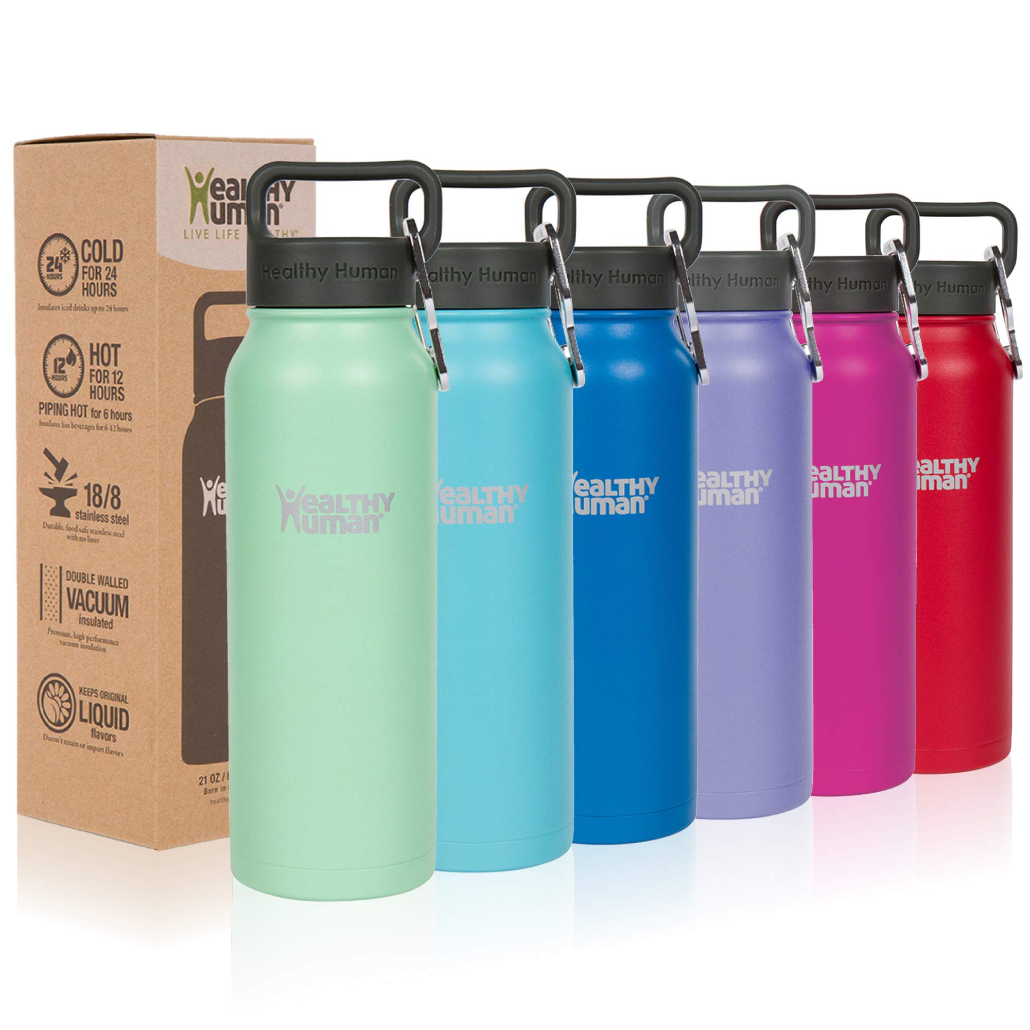 Healthy Human 32oz Insulated Stainless Steel Water Bottle Stein Cold 24 Hours/Hot 12 Hours - Seamist