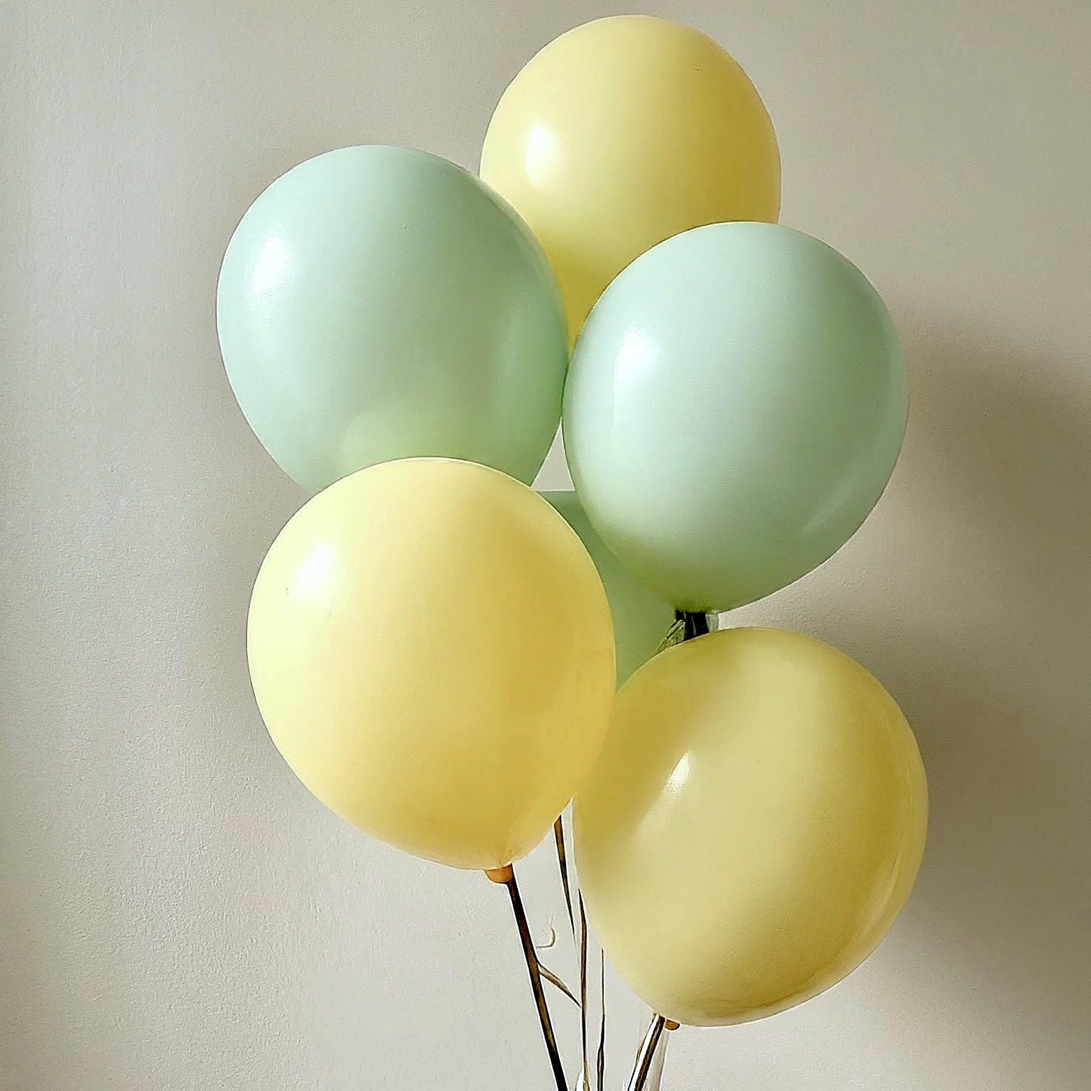 AMFIN (Pack of 50) Pastel Birthday Decoration Item Balloons - Green & Yellow 1