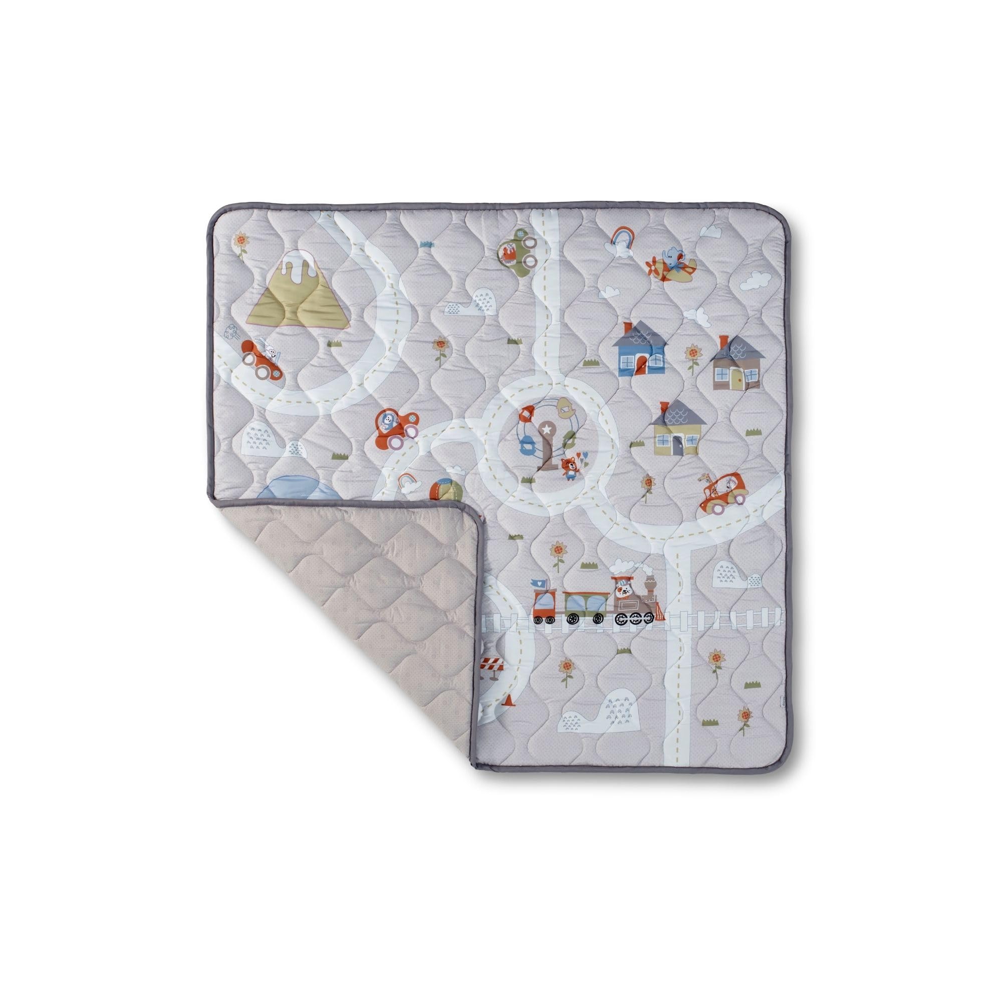 Nuby Quilted Baby Playmat - Padded Floormat with Anti Slip | Suitbale from Birth | Machine Washable | 127 x 127 cm (Animal Town)