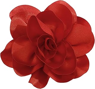 NIHENHAO Elegante broche de tela con diseño de flores, hermoso broche de solapa de tela, accesorio de joyería para armarios de mujer, color rojo