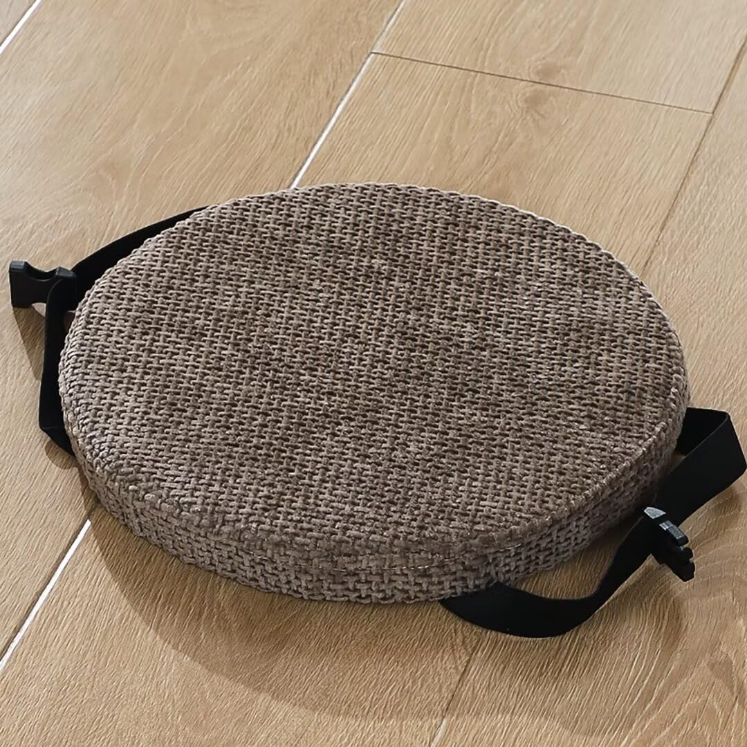 Round Chair Cushions 15 Inch with Ties, 15 Inch Round Seat Chair Stool Cushion Pad, Anti-Slip Thick Soft Chair Pad, Elastic Bar Stool Chair Cushions for Pub High Metal Chairs Velvet Brown