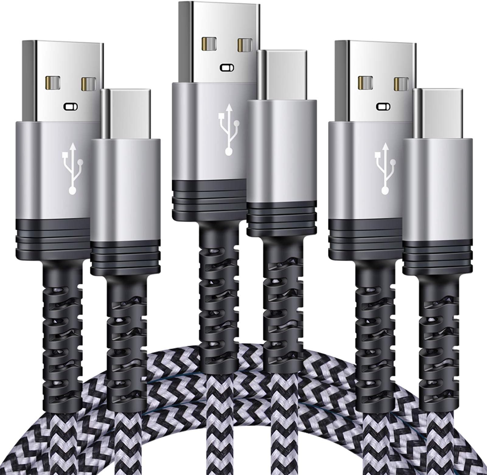 USB Type C Cable, SIXSIM 3Pack 6ft USB C Cable Fast Charging Cord Phone Charger Cable for Samsung Galaxy A16 A56 A36 A26 S25 Ultra A55 A35 A15 S24 S23 Ultra A54 A14 A13 iPhone 16e/16/16 Pro/15 Pro Max
