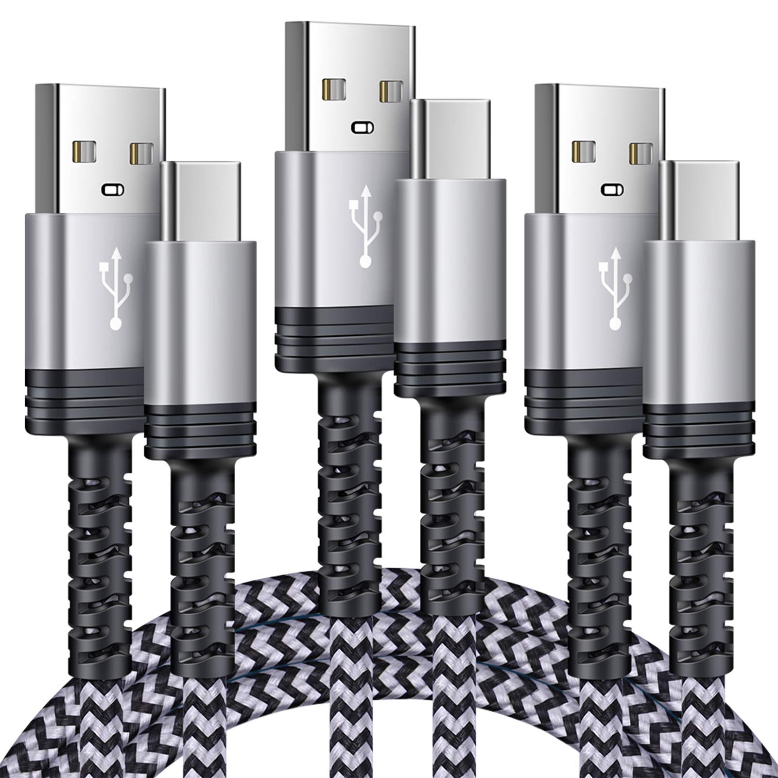 USB Type C Cable, SIXSIM 3Pack 6ft USB C Cable Fast Charging Cord Phone Charger Cable for Samsung Galaxy A16 A56 A36 A26 S25 Ultra A55 A35 A15 S24 S23 Ultra A54 A14 A13 iPhone 16e/16/16 Pro/15 Pro Max