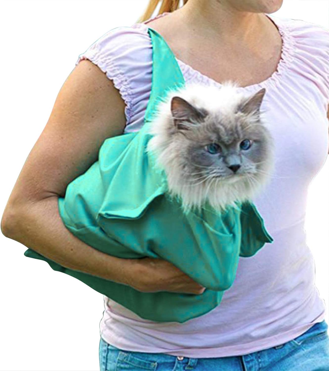 Pet Dog Cat Carrier Sling Hands Free Puppy Outdoor Travel Bag Portable Pet Shoulder Bag Nail Clipping Cleaning Grooming Bag, Washable and Foldable,Fit Below 18lb Cats&Dogs (Green)