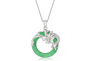 Sterling Silver Jade Dragon Open-Space Pendant Necklace