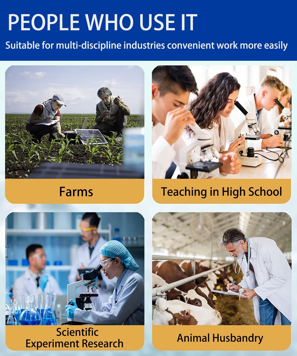 Professional Trinocular Microscope 40X-5000X Magnification, Microscope for Adults, Laboratory Grade with Dual Mechanical Stage and HD USB Camera, 7'' LCD Screen