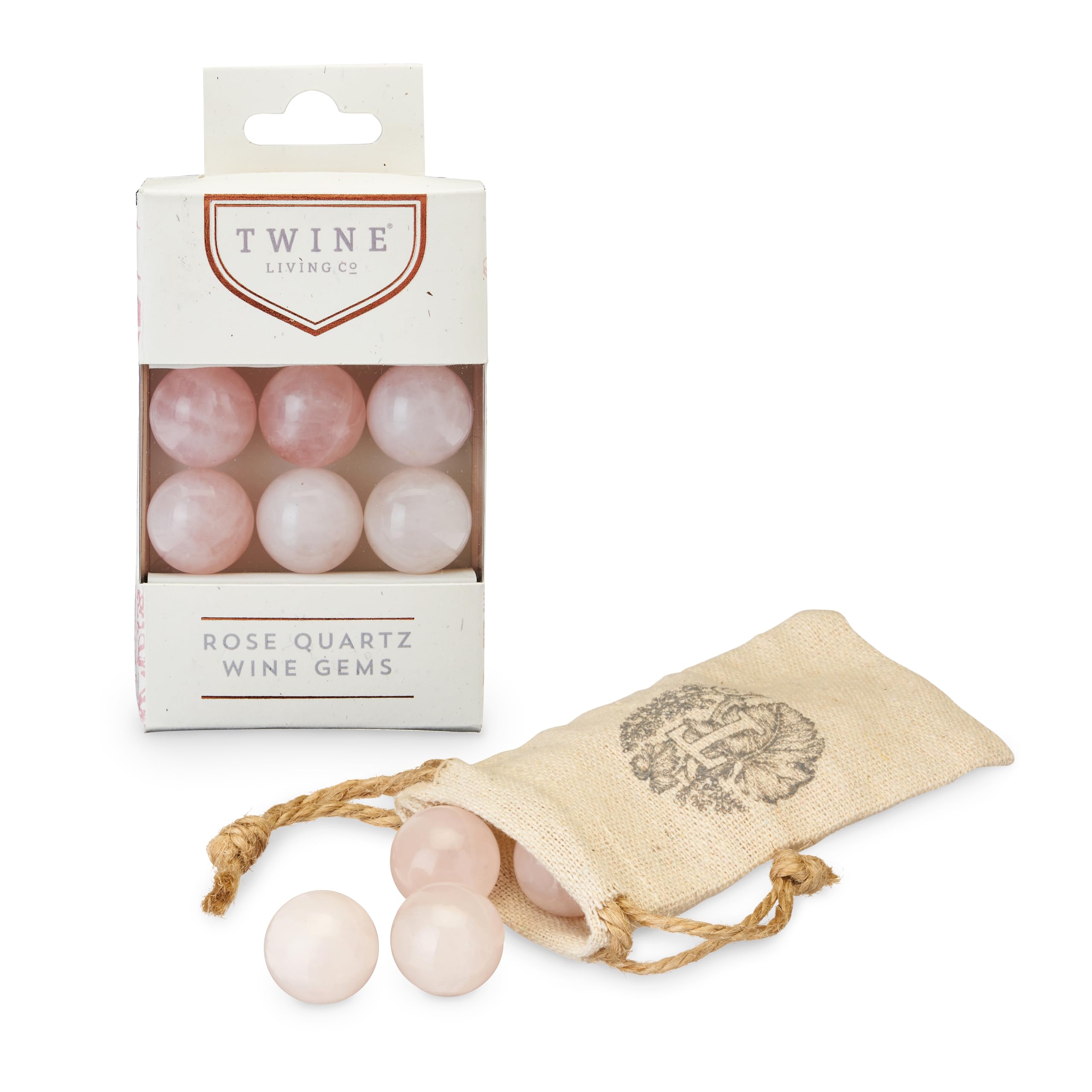 Twine Rose Quartz Wine Gems, Pink Drink Chillers, Real Polished Rose Quartz Stone Spheres, Whiskey Stones, Pink, Set of 6 — Amazon image 8