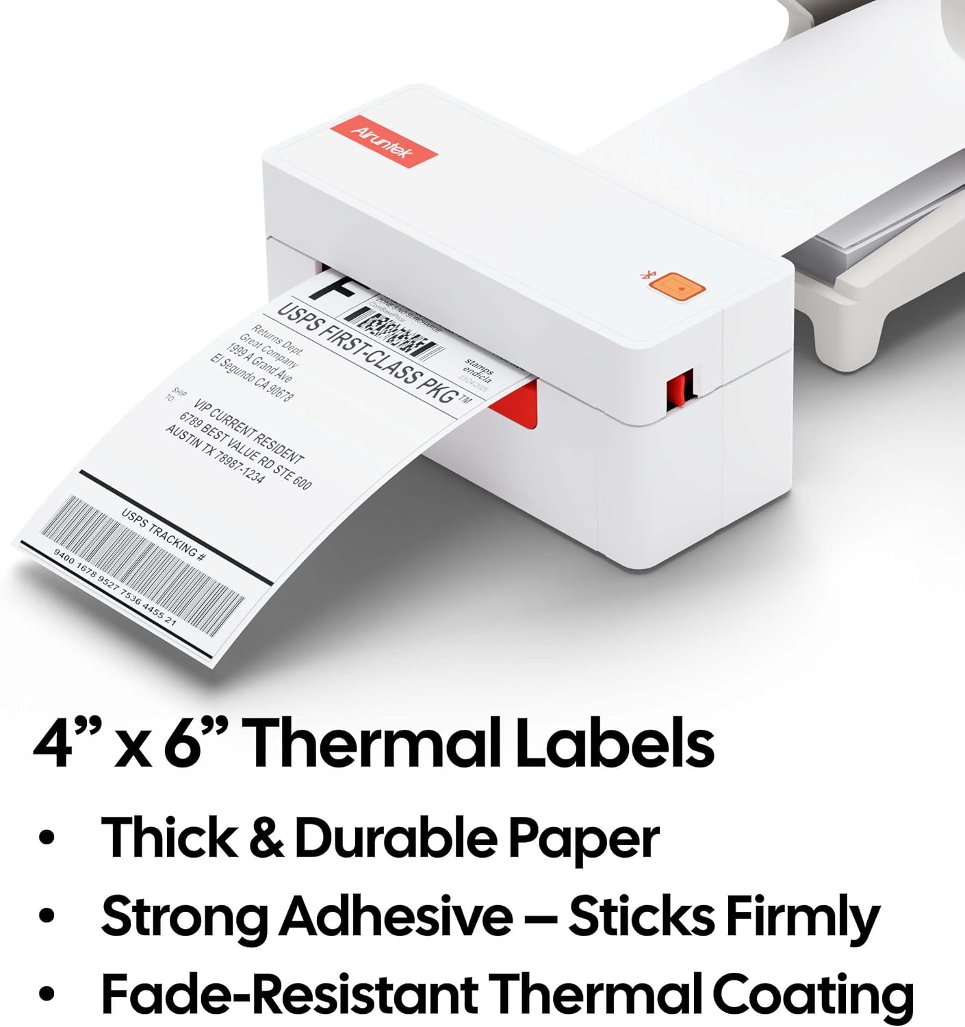 4x6 Thermal Labels, 500 Fanfold Labels, Perforated & Strong Adhesive, Compatible with Direct Thermal Printers for USPS UPS FedEx DHL Address Shipping Label