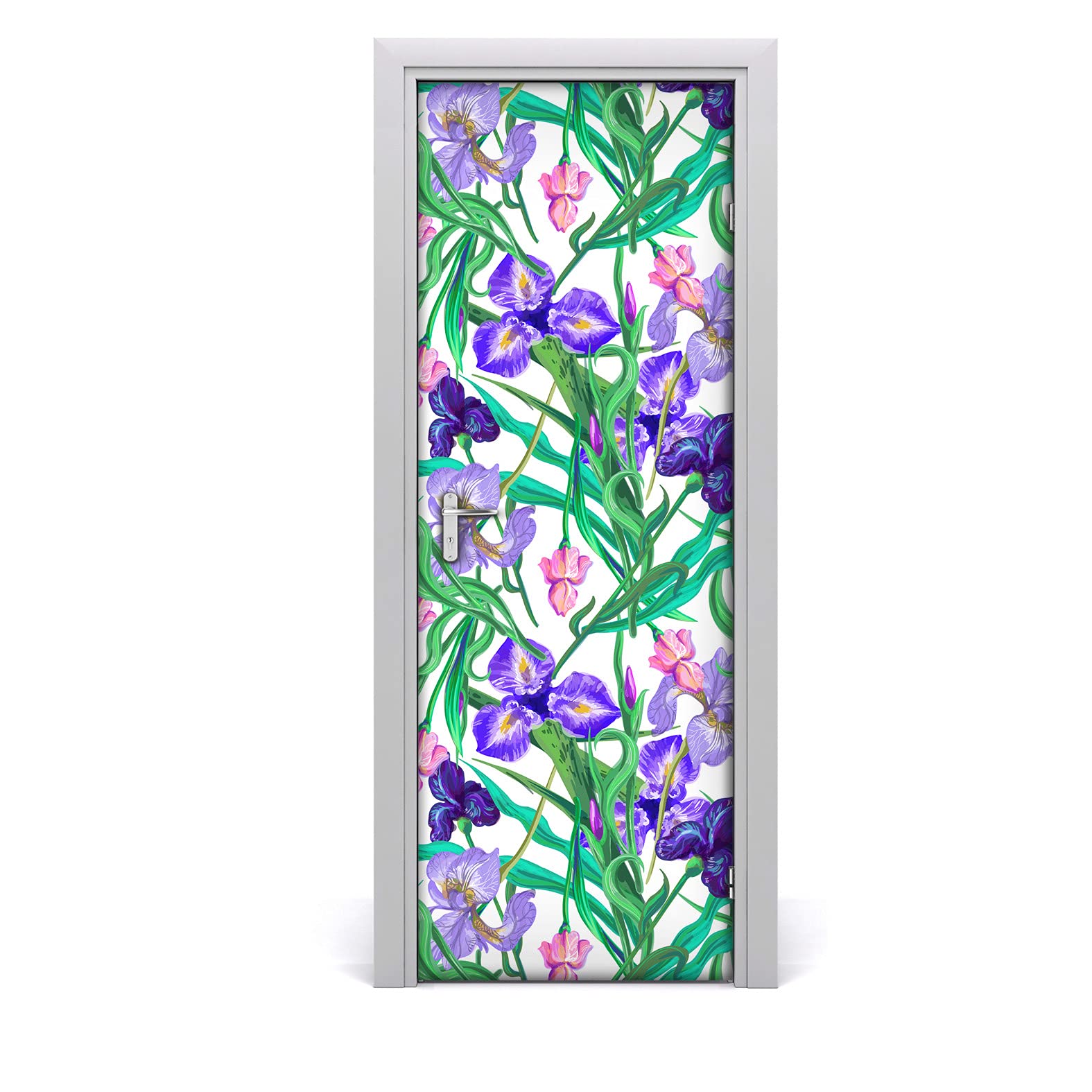 Papier peint sur la porte mural étiquette adhésive fleurs d'iris