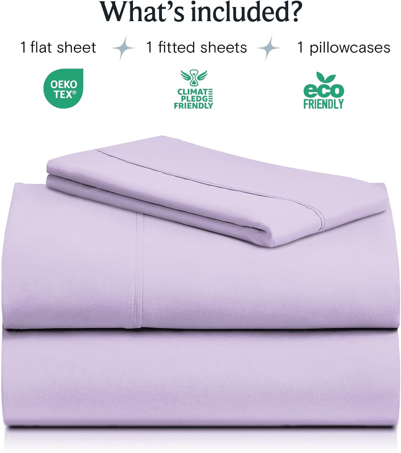 LuxClub 3 PC Sheet Sheets Deep Pockets 18" Eco Friendly Wrinkle Free-Kids-Fitted Sheets Machine Washable Hotel Bedding Silky Soft - Lavender Twin