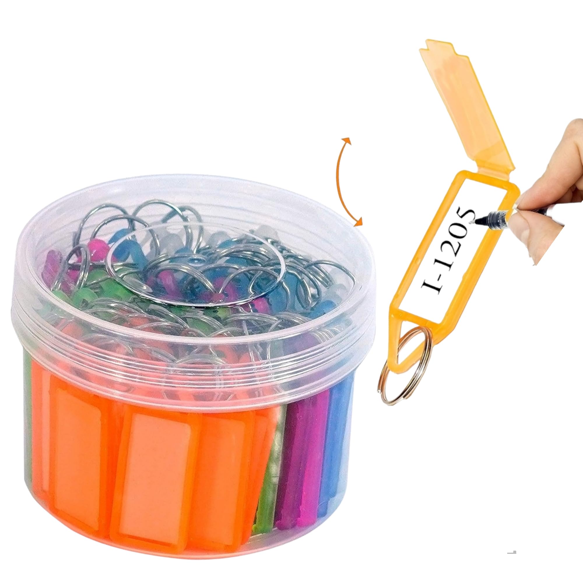 Pack of 50 Multicolor Keyring & Keychain with Name Tag Labels Plastic Multicolor Assorted Keychain with Two Side Id Label and Split Ring for Office, Home Key-image-11