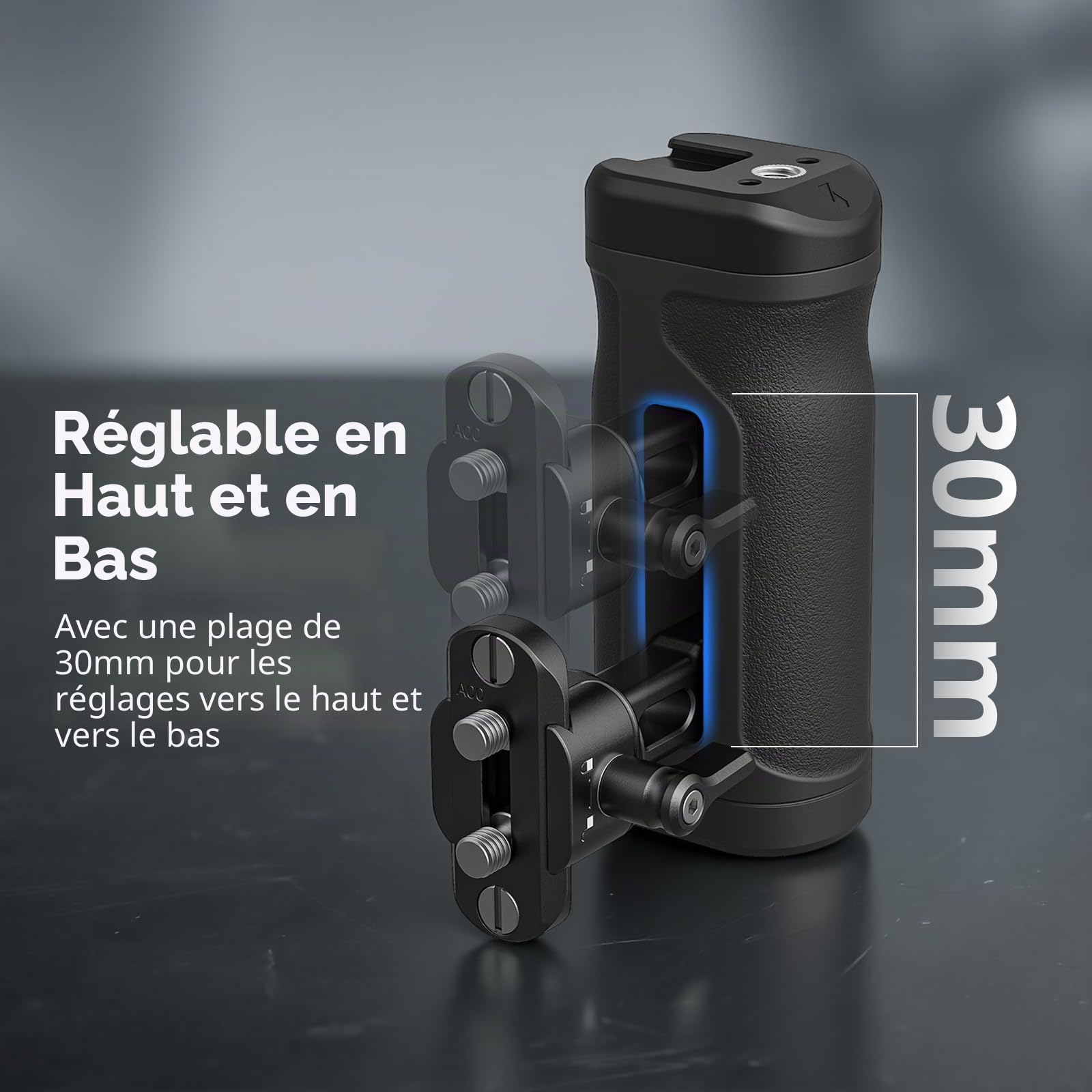 SMALLRIG Kit de Mini-Poignées Latérales et Supérieures pour Cage de Caméra, Poignée Ergonomique pour Gaucher ou Droitier, Réglable en Hauteur (30 mm) - 5949
