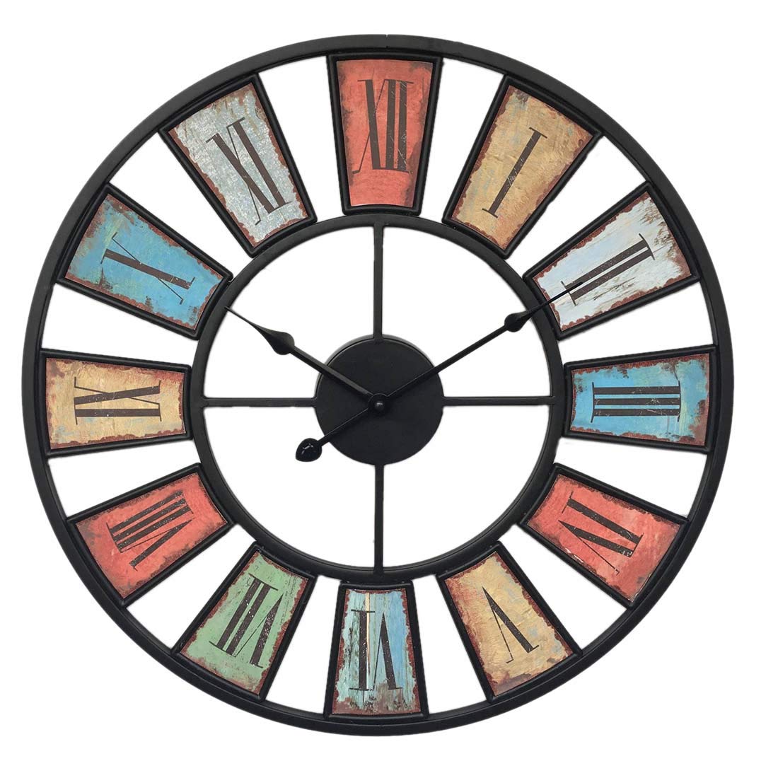 RuiyiF 20 Inch Silent Wall Clocks Battery Operated Non Ticking,Oversize Metal Rustic Wall Clock Farmhouse Large Decorative for Living Room Kitchen Office Bedroom (Roman Numerals)