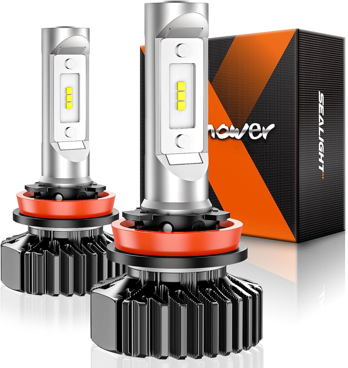 SEALIGHT H11/H8/H9/H16 Bulbs or H11 Fog Light, 30,000LM Super Bright H11 Fog Bulbs, H11 Powersport Bulbs 6000K White Plug and Play, Pack of 2