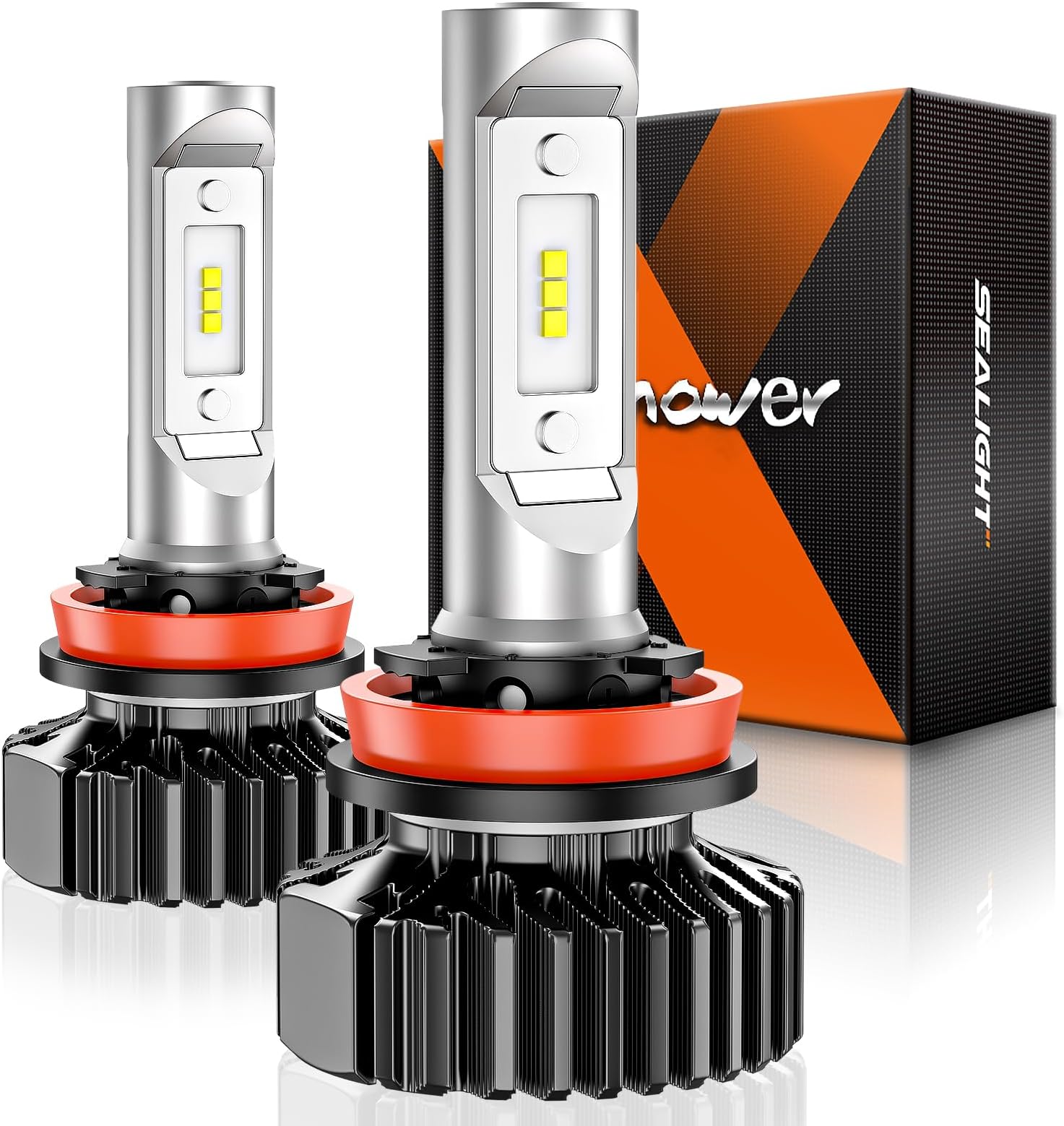 SEALIGHT H11/H8/H9/H16 Bulbs or H11 Fog Light, 30,000LM Super Bright H11 Fog Bulbs, H11 Powersport Bulbs 6000K White Plug and Play, Pack of 2