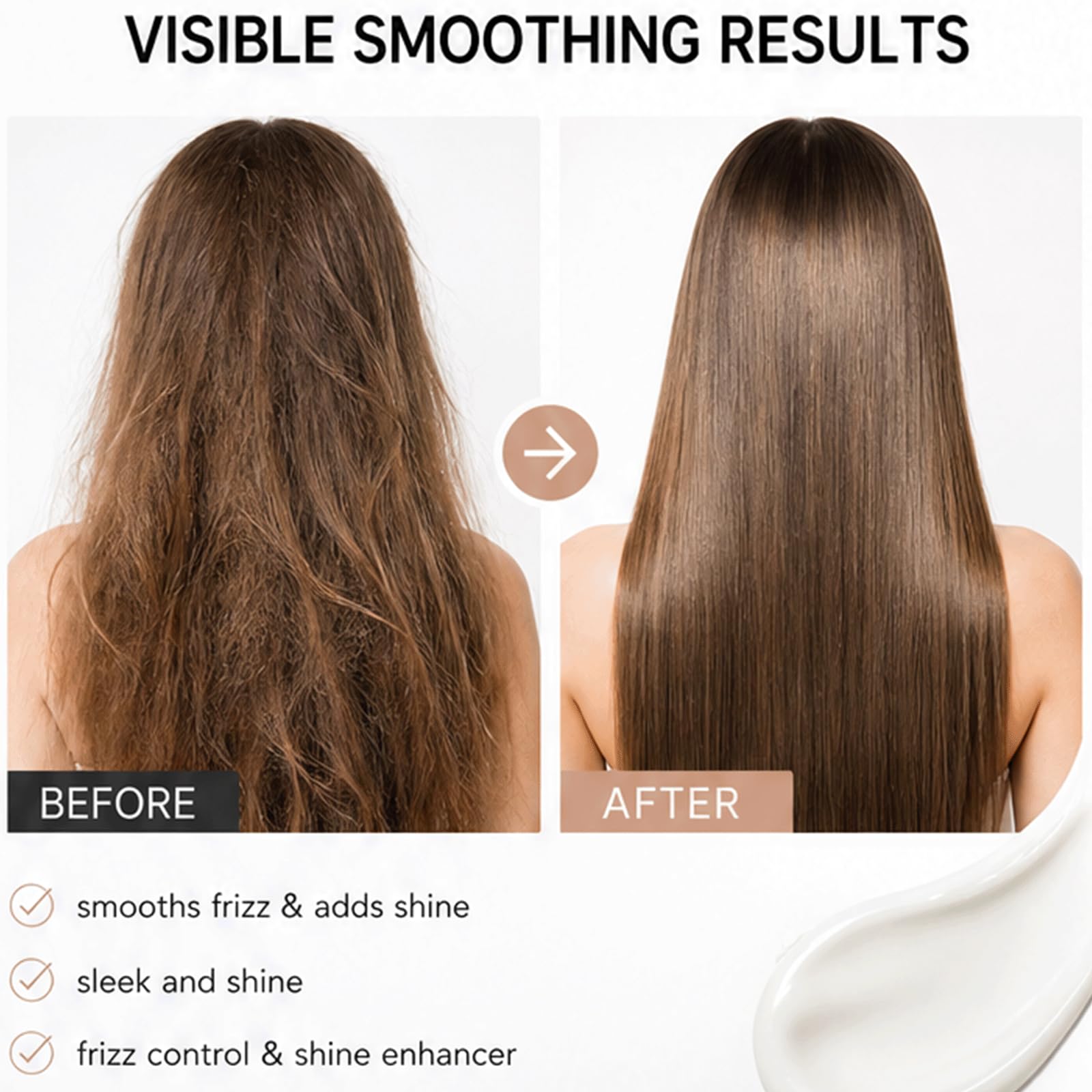 Glättungscreme für glattes Haar, Haarglättungscreme, Anti-Frizz-Haarcremes - Glättungscremes für lockiges Haar & Frizzs Control, Anti-Feuchtigkeit, glättet Kräuseln & verleiht Glanz (5PCS)