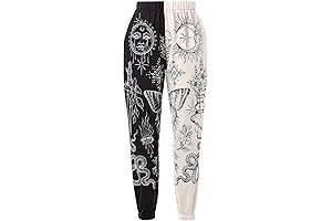 Women's Boho Hippy Festival Clothing High Smocked Printed Patchwork Casual Trousers