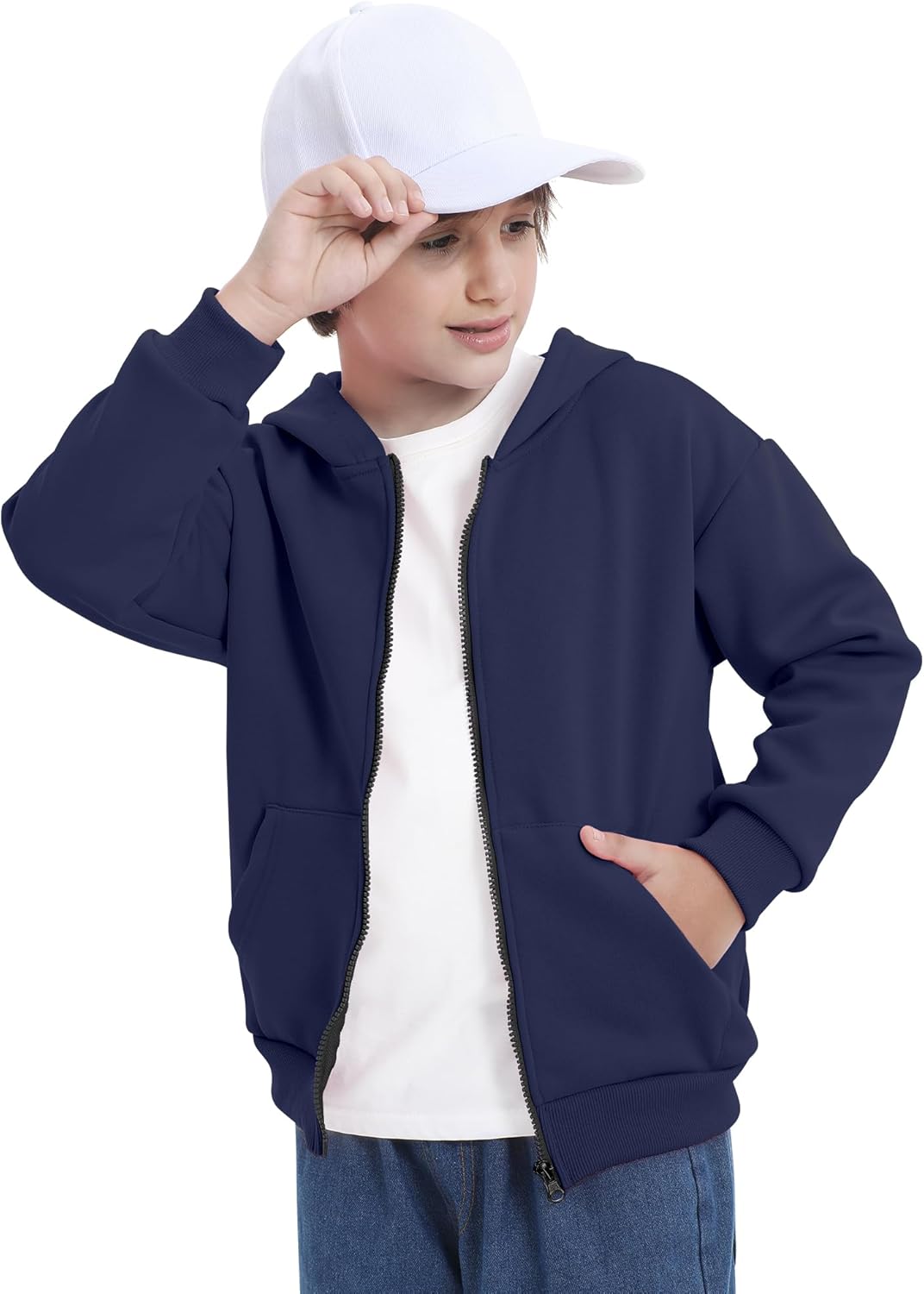 BIG ELEPHANT Kids' Fleece Lined Zip Up Hoodie – Warm Boys' Winter Jacket with Kangaroo Pockets, Soft Cotton School Sweatshirt - Image 6