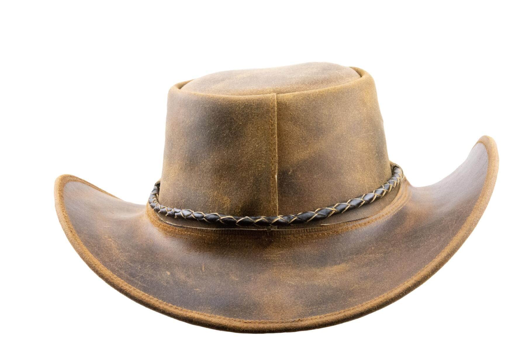 Black Jungle Reedley leren hoed, klassieke westernhoed, cowboyhoed, tan, S