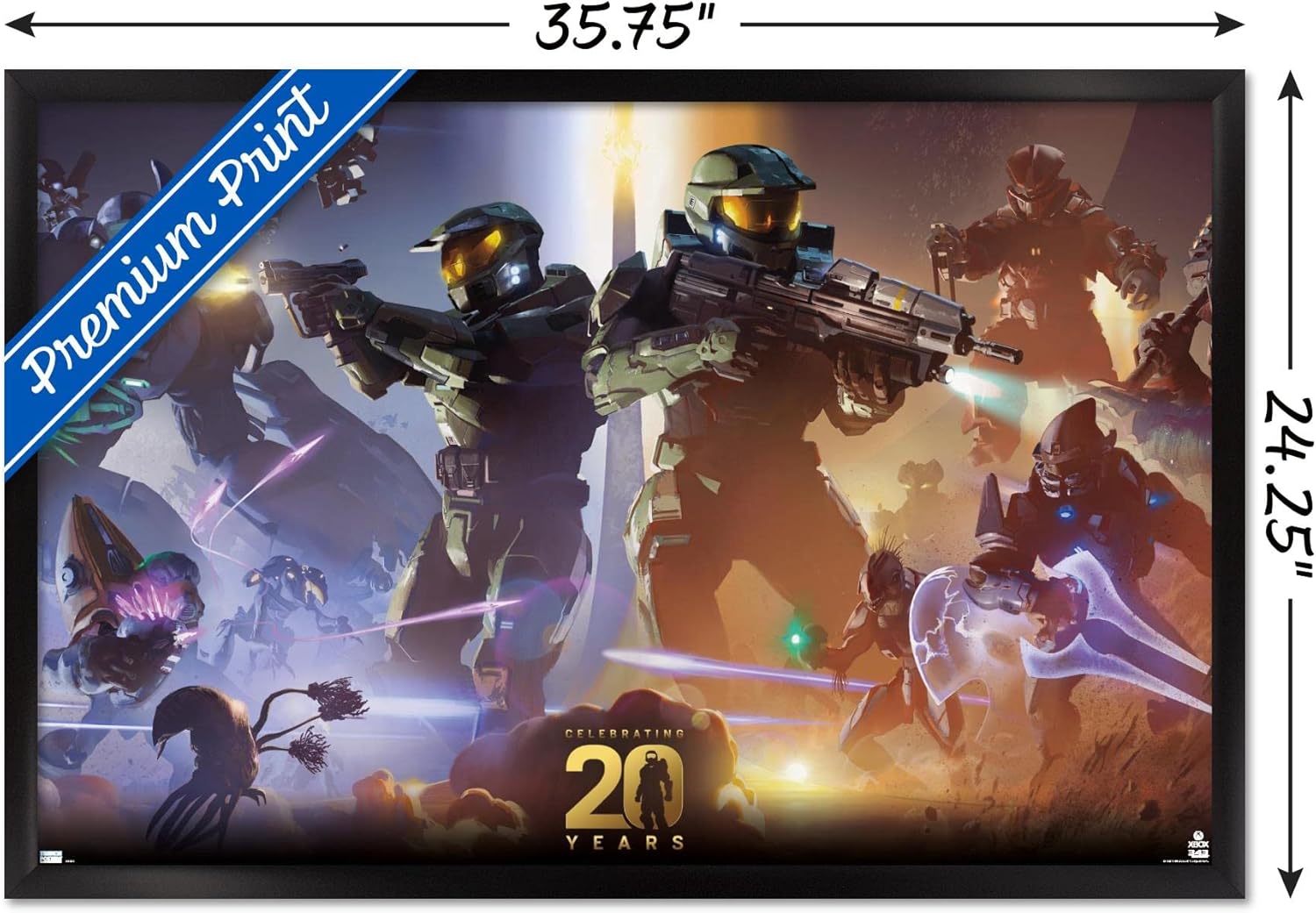 Halo - 20 Years Wall Poster, 34L" x 22.4W", Black Framed Version
