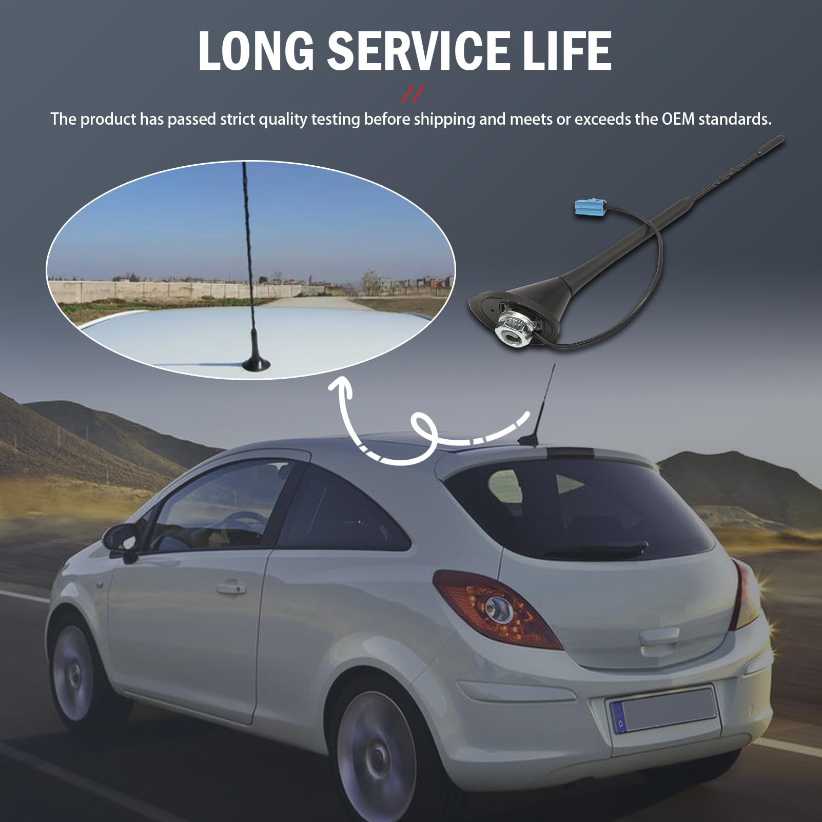Antenna per tetto auto HC97 compatibile con Astra G/H Corsa C/D Meriva A Vectra C Signum Omega B Zafira A/B lunghezza asta 28 cm