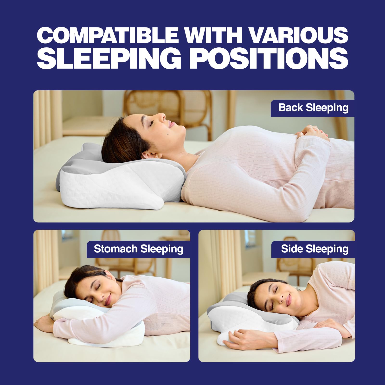 WELLGIVER Cervical Butterfly Pillow | Orthopedic Memory Foam for Neck & Shoulder Pain | Ergonomic Contour Design | Dual Height Support | Side Sleeper Pillow with Arm Rest - Pack of 1 — Amazon image 4