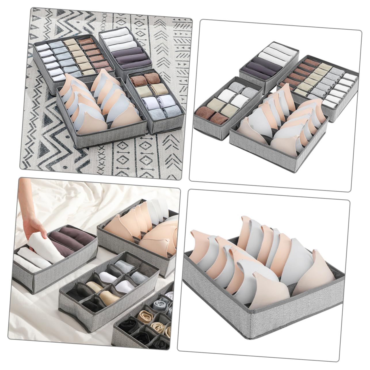 Organizador de Ropa Interior para Armario, 4 Piezas, 7 Compartimentos