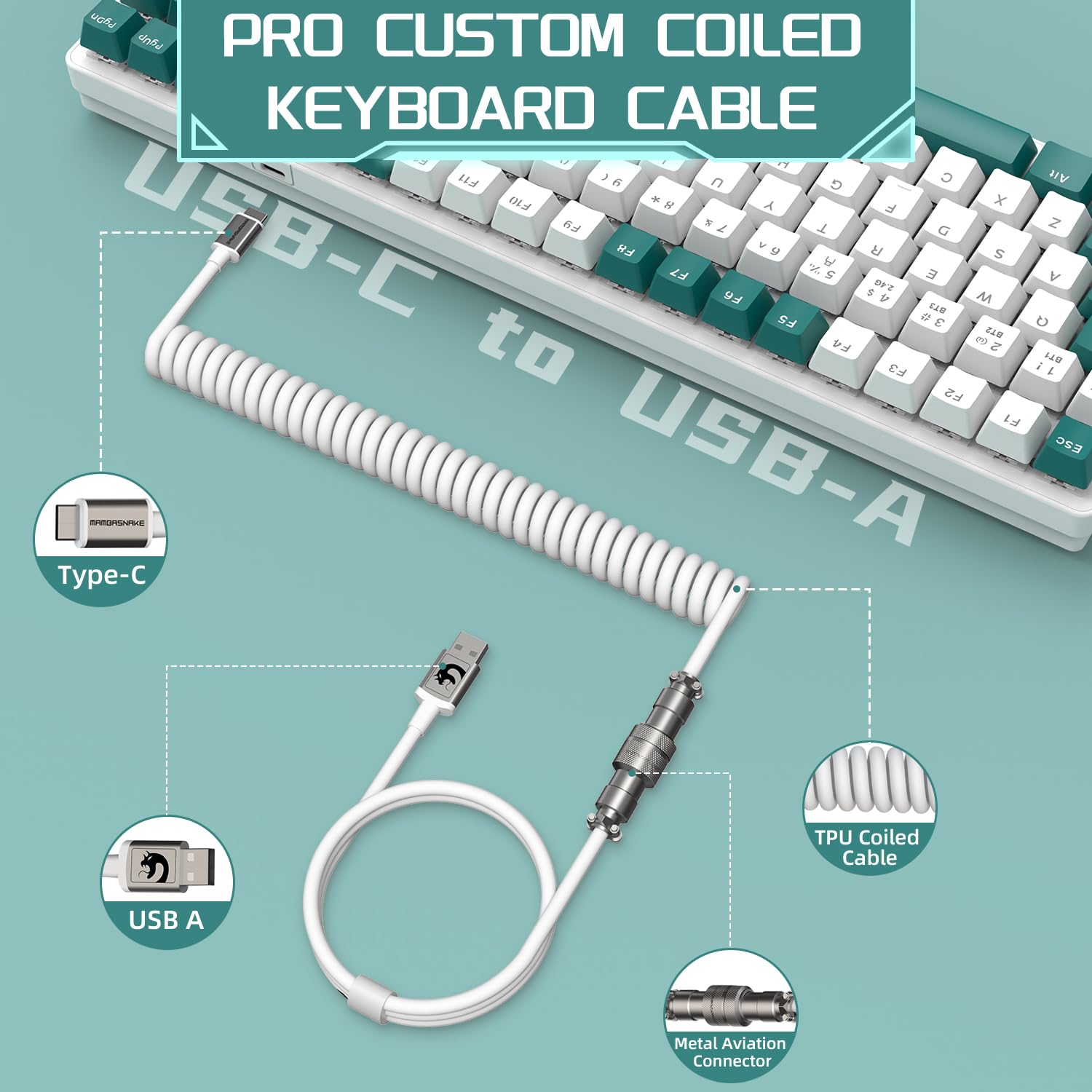 MAMBASANKE K6 Pro 96% 3 tryby Mechaniczna klawiatura do gier Hot Swap 4000 mAh 2,4 Ghz/Bluetooth 5.0 / Klawiatura przewodowa ze spiralnym kablem USB Type-C 9 RGB Niebieski przełącznik-zielony