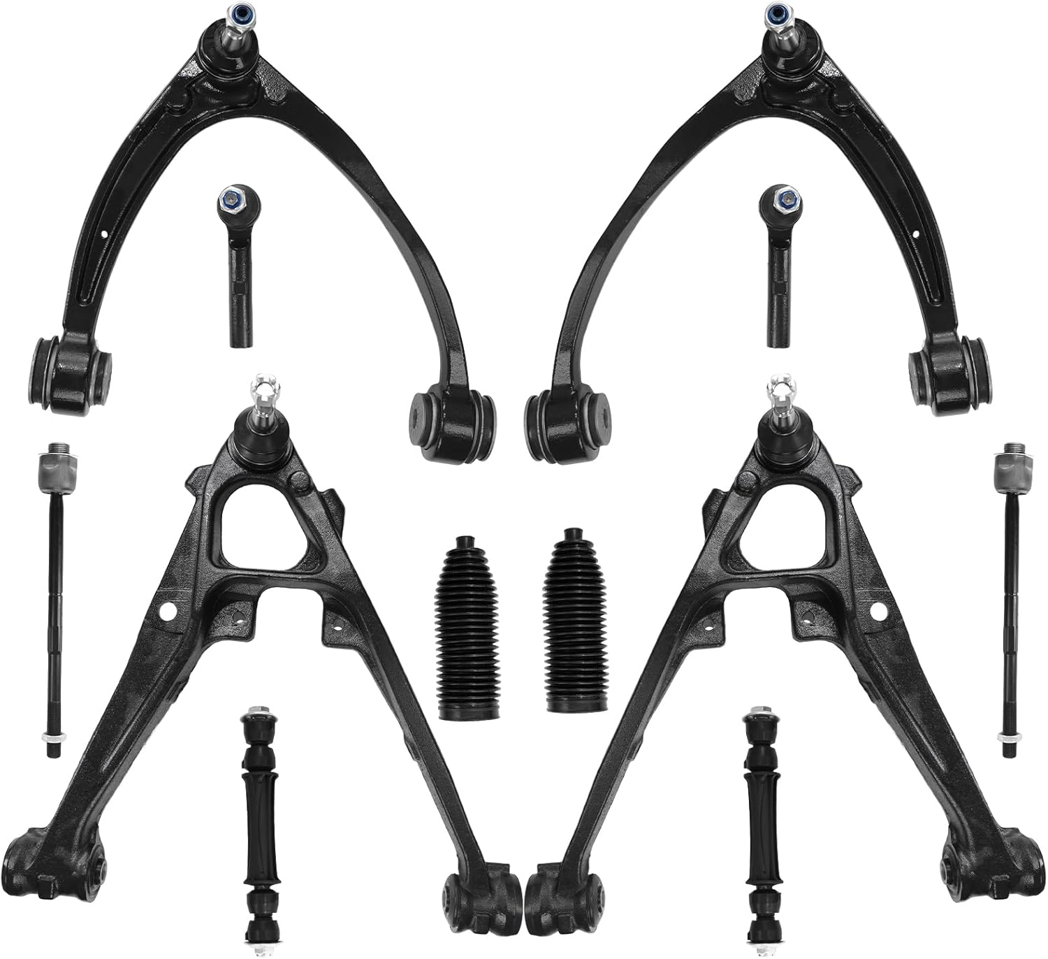 12pcs Front Suspension Upper Lower Control Arm Sway Bar Link Tie Rod Boot Replacement for 2007-14 Chevy Tahoe Silverado 1500 GMC Sierra 1500 Yukon XL1500 Suburban 1500 Avalanche Escalade