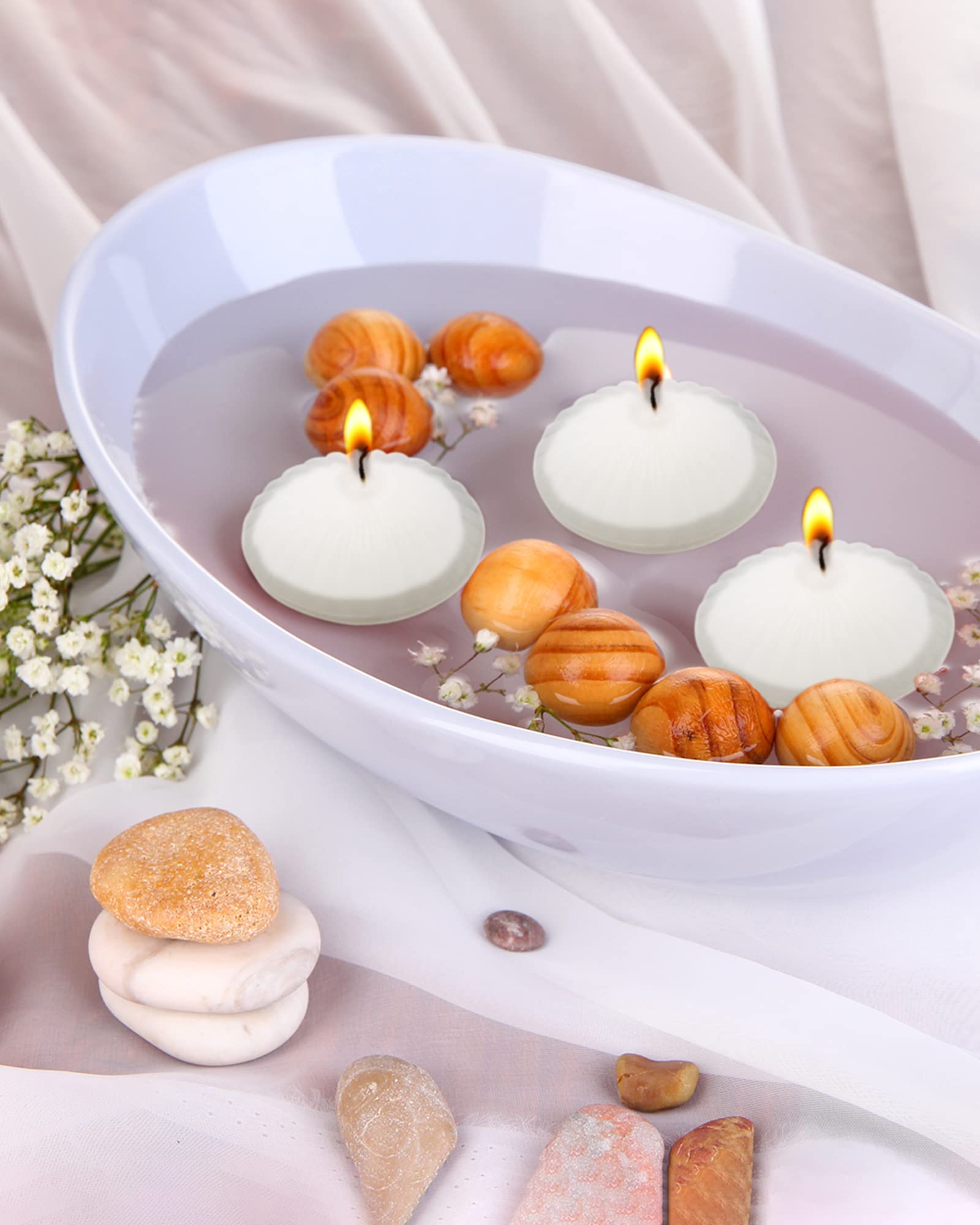 Candele galleggianti bianche per vasi cilindrici, confezione da 24 candele da 5 cm, per centrotavola a cena, matrimonio, feste, trattamenti spa